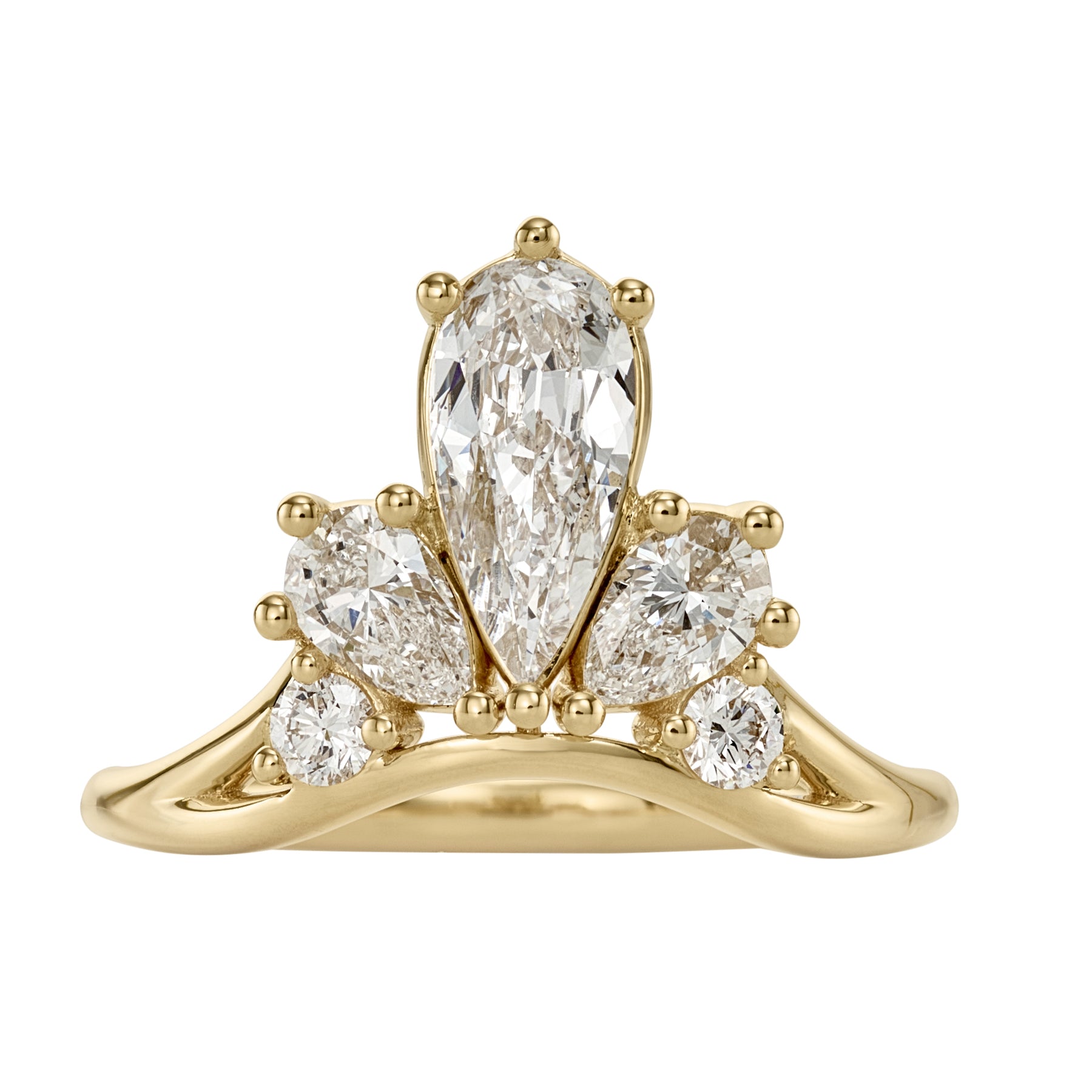 Dewdrop Pear Diamond Ring & Chunky Gold Band Set - Elegant Wedding Jewelry for Brides, Engagement Gift for Her - Perfect for Proposals, Anniversaries and Special Occasions