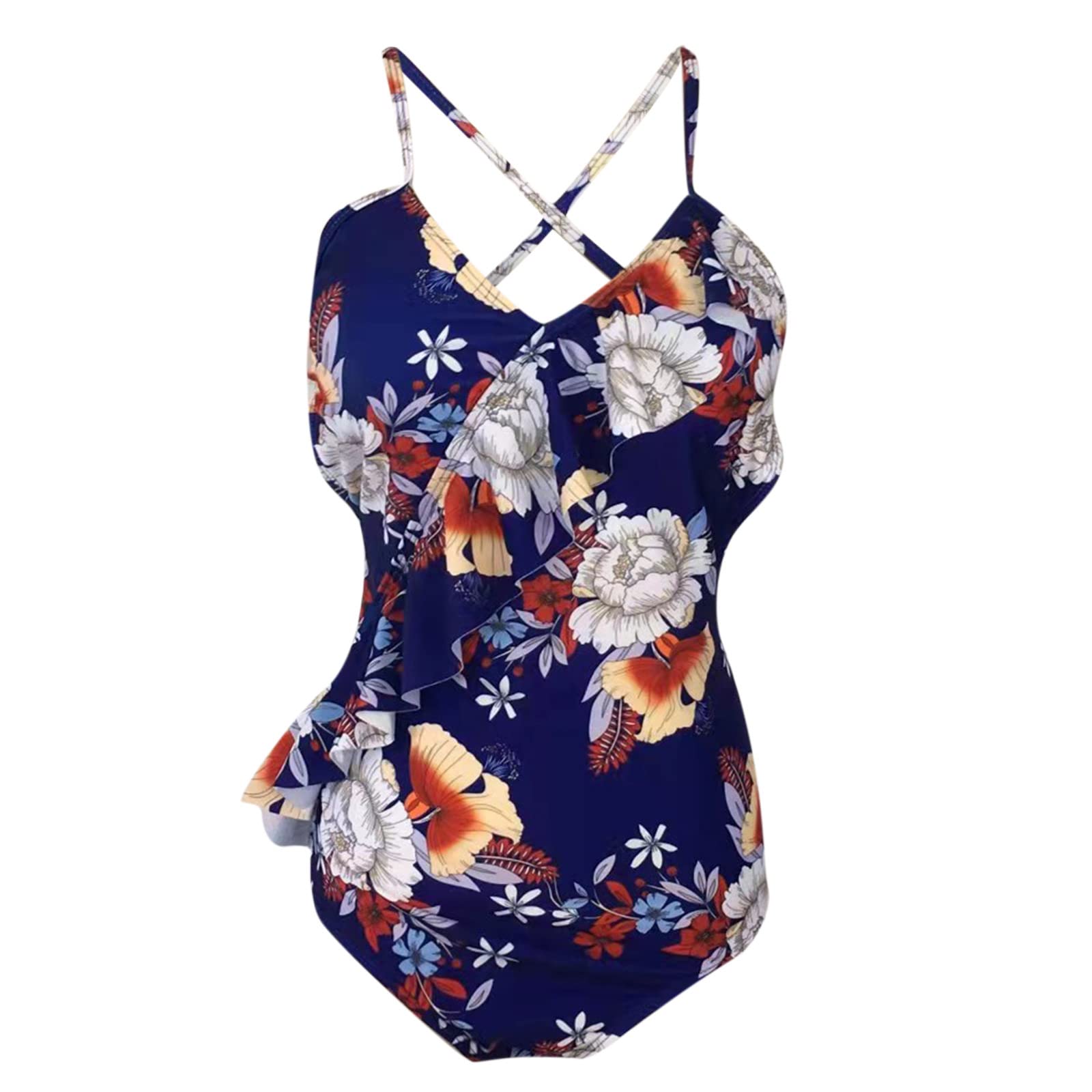 Women's Ruffle One Piece Swimsuit - Halter Front Tie Knot High Neck Bathing Suit for Beach, Pool & Vacation | Flattering Swimwear for Summer