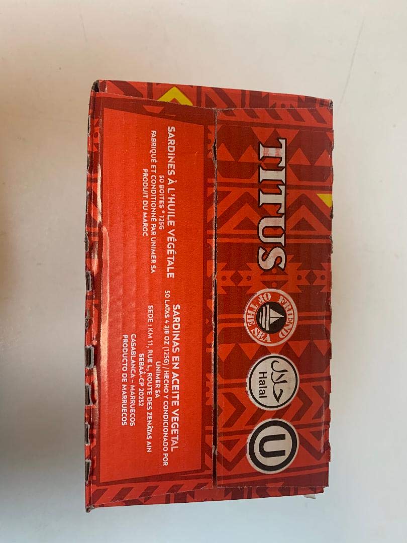 Premium Titus Sardine in Soybean Oil - 50 Pack Case (15oz Cans) | High Protein Canned Fish for Cooking, Salads & Emergency Food Storage