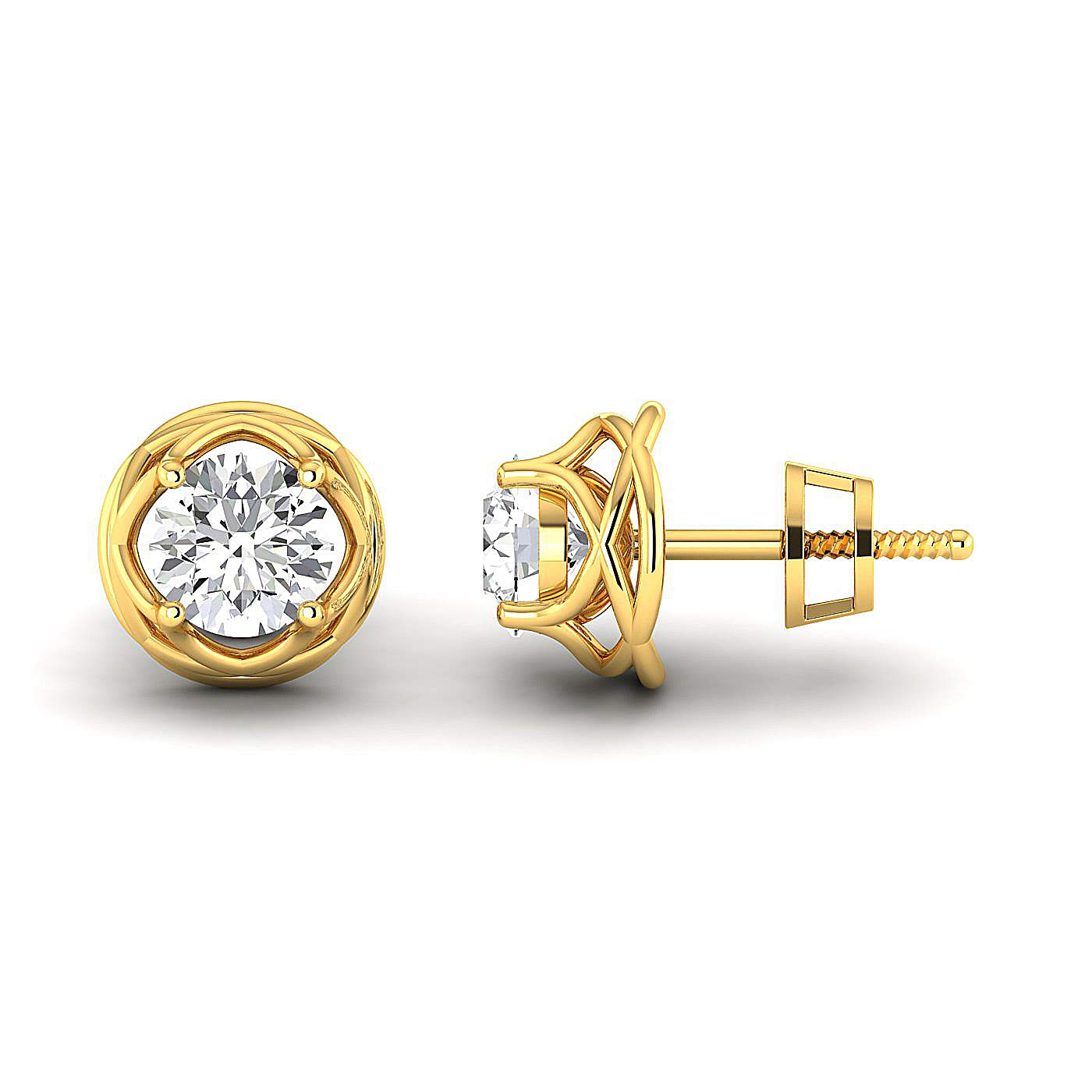 0.30-4.00 Carat Round Brilliant Cut Moissanite Stud Earrings in 14K Yellow Gold (FG Color, VVS Clarity) - Perfect for Back to School, Graduation Gifts & Everyday Elegance