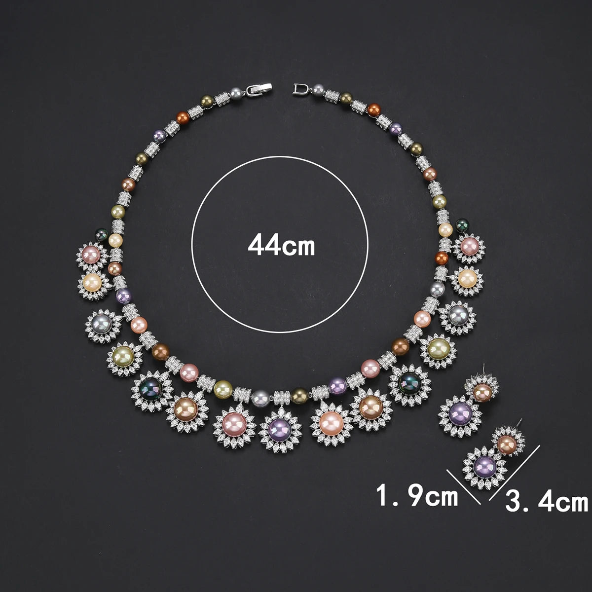 Luxury Crystal Zircon Pearl Flower Necklace for Women - Elegant Bridal Wedding Jewelry Set, Birthday Party Gift, Dubai Style (CN10894) | Perfect for Weddings, Anniversaries, and Special Occasions