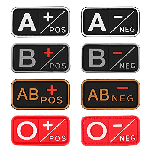 D-FLIFE Blood Type Patch Kit - 3D PVC A+ B+ AB+ O+ Positive & A- B- AB- O- Negative Rubber Fastener (A-) - Perfect for Emergency Medical ID, First Aid Kits, and Outdoor Safety Gear
