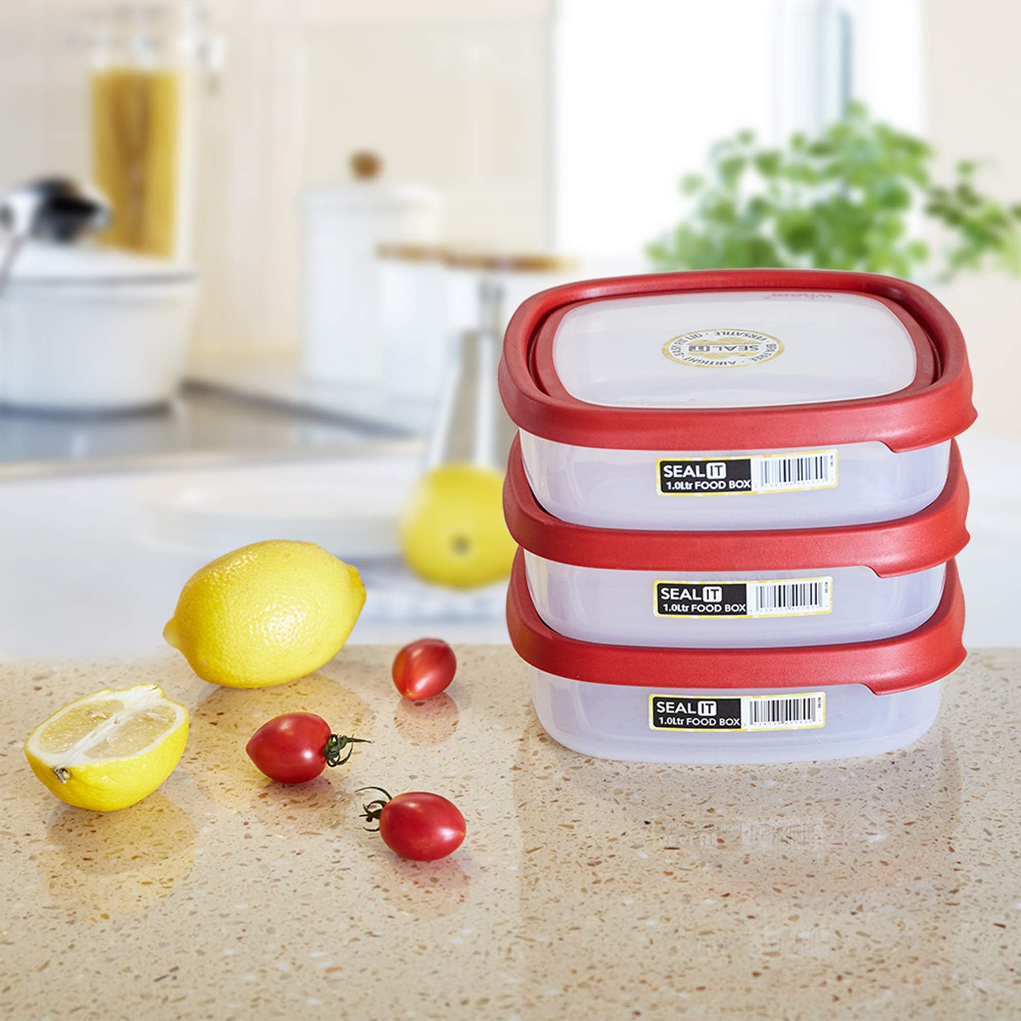 LUCKYERMORE 6-Piece BPA-Free Plastic Food Storage Containers Set - Leakproof, Microwave, Freezer & Dishwasher Safe - Ideal for Meal Prep, Leftovers & Lunch Boxes (Red)