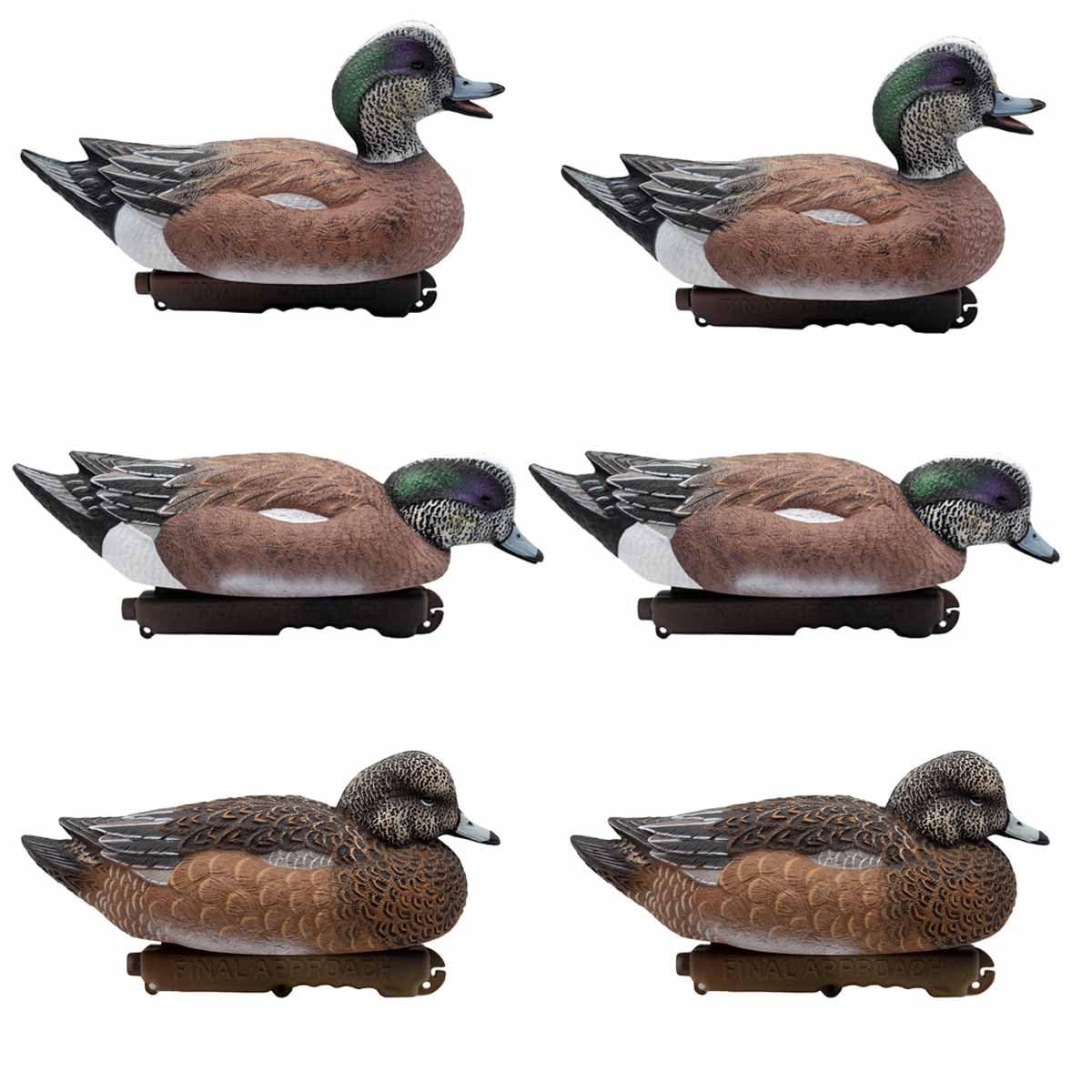 Final Approach Live Wigeon Floater Duck Decoys - 6 Pack Realistic Brown Hunting Decoys for Waterfowl Hunting & Outdoor Wildlife Attraction