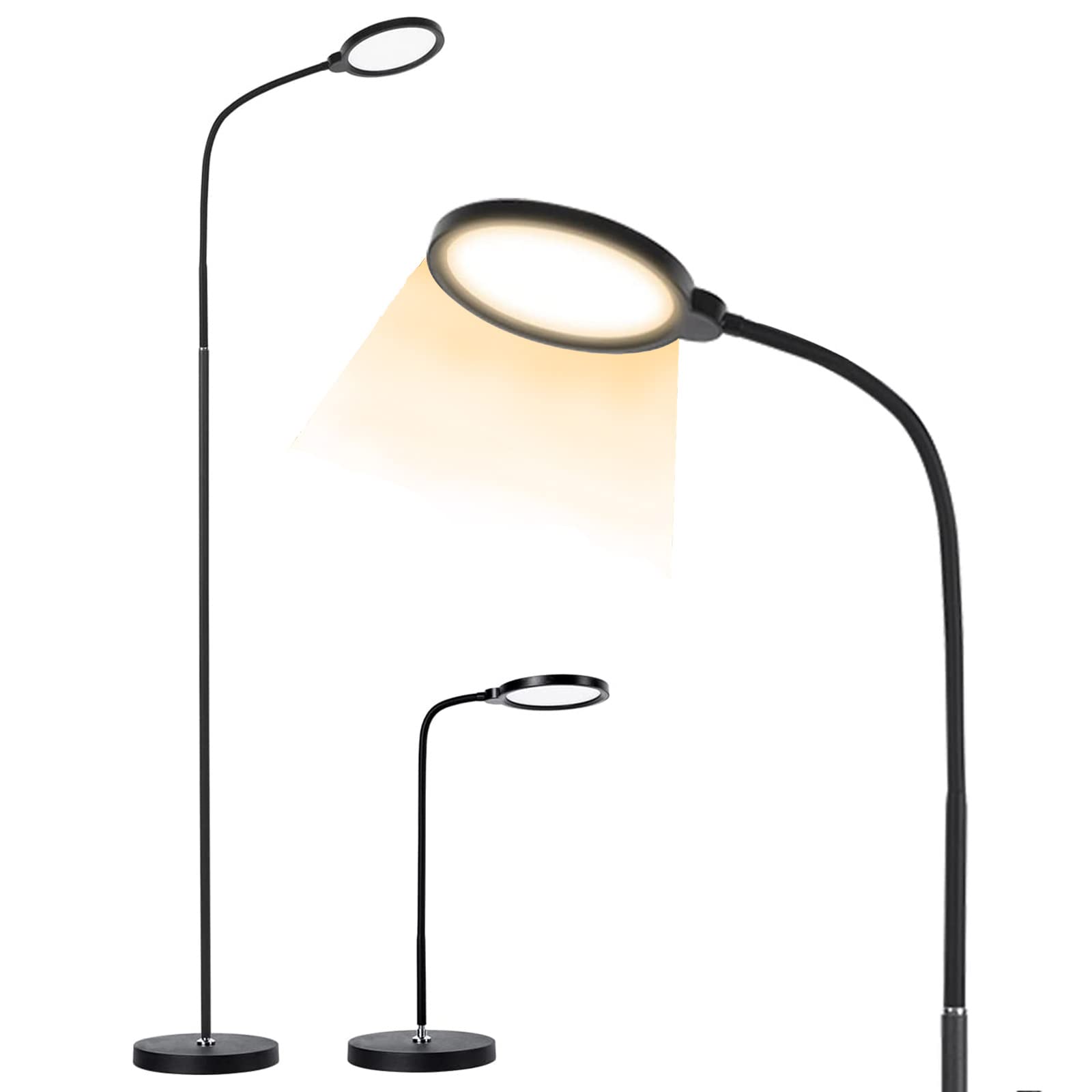 GZBtech Bright LED Floor Lamp 760 Lumens, 3000K-6500K Adjustable Color Temperature, Flexible Gooseneck Reading Light with Dimmable Brightness, ETL Certified 68
