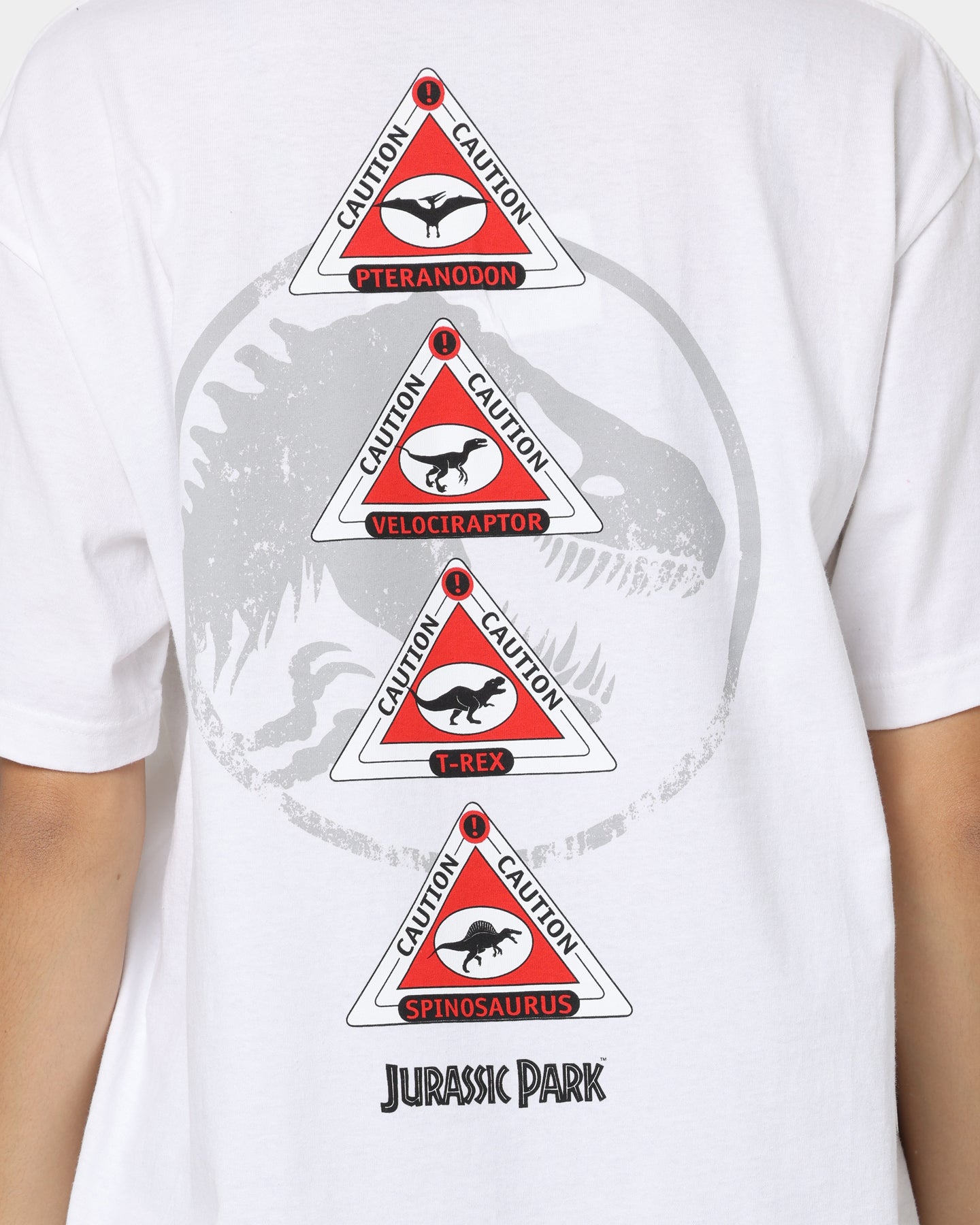 American Thrift Jurassic Park T-Shirt - White Cotton Tee with Dinosaur Print | Perfect for Movie Fans, Cosplay & Casual Wear