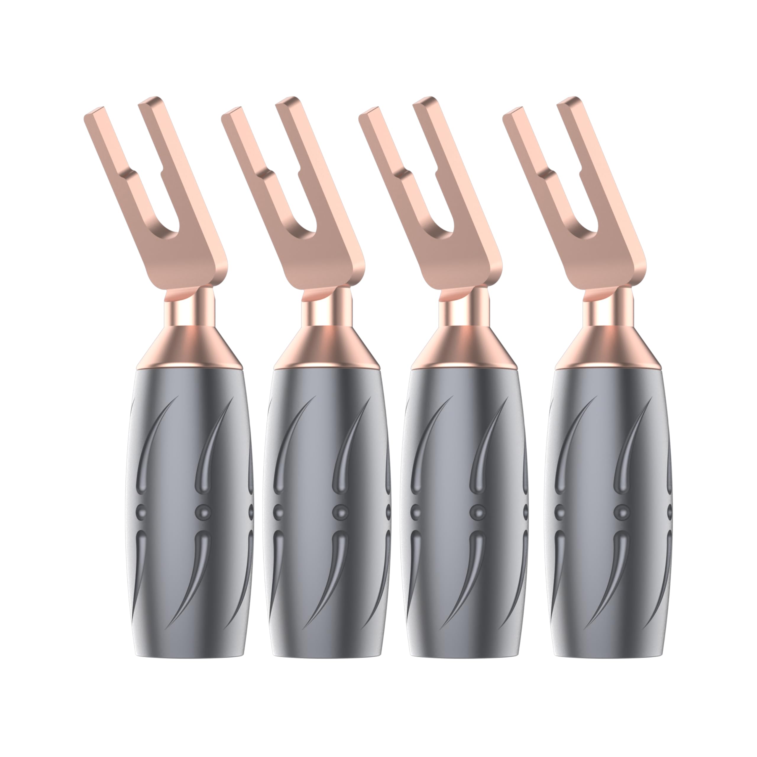 Viborg VS701 Hi-End Speaker Fork Spade Connectors - 4X Pure Copper Y Spade Dual Screw Lock Audio Terminals with Allen Wrench - Perfect for Home Theater, Car Audio & Professional Speaker Wiring