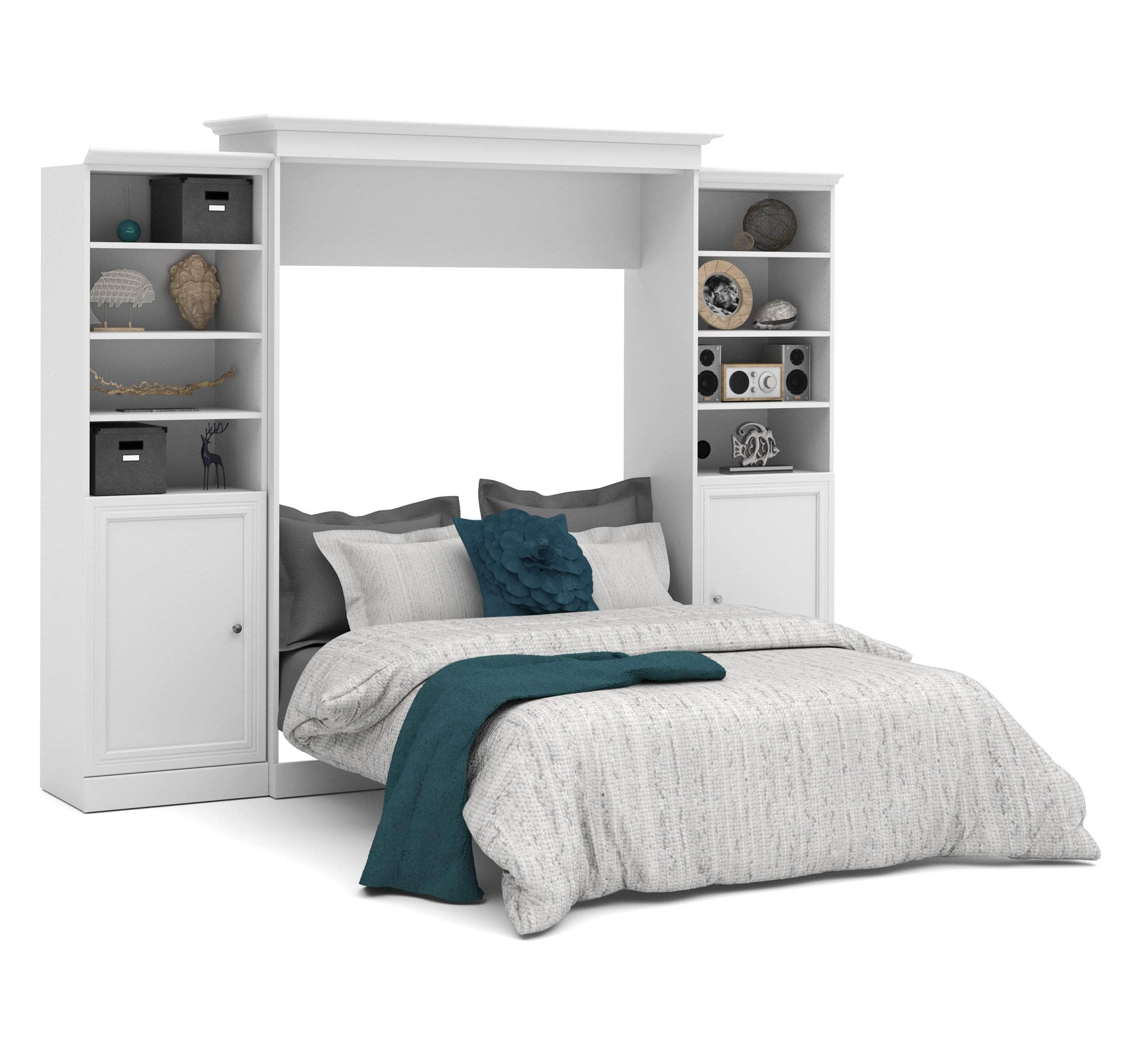 Versatile Queen Size Murphy Wall Bed with 2 Storage Cabinets (115