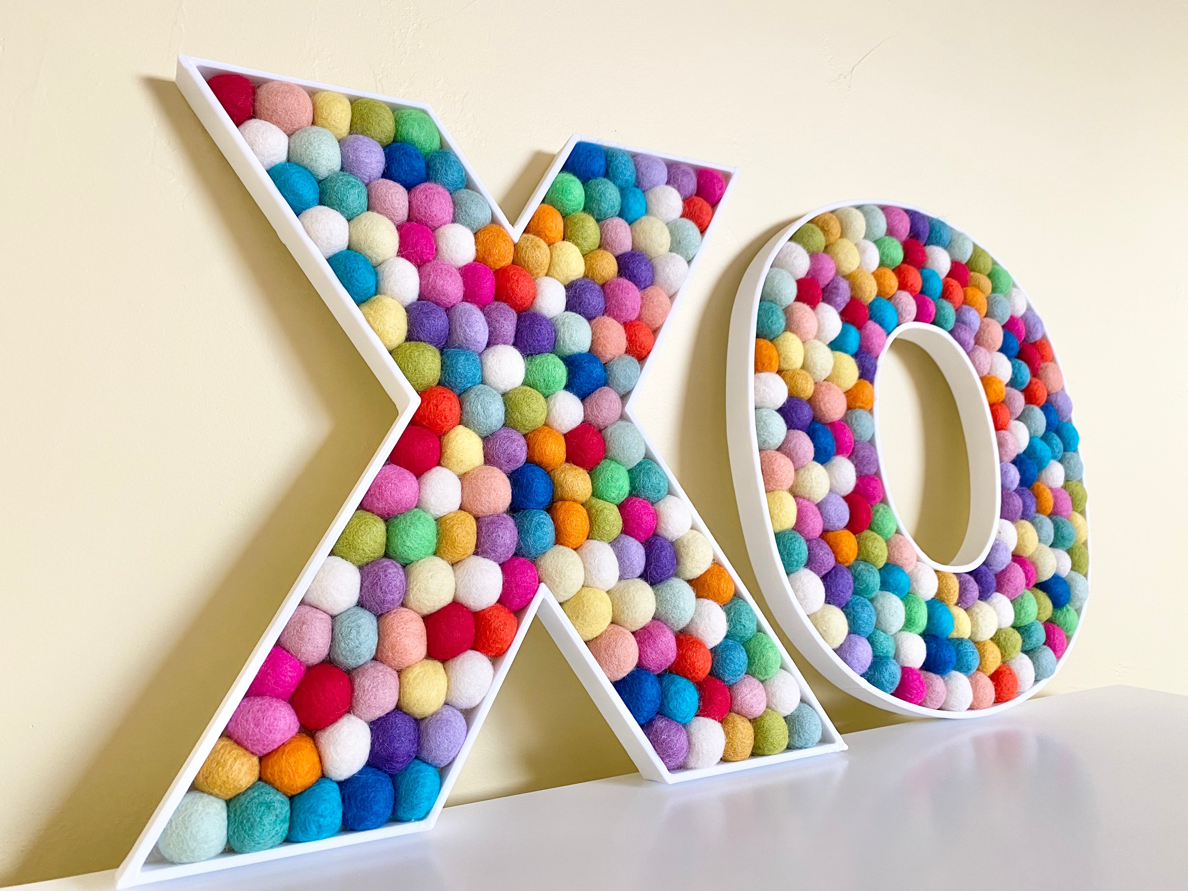 Custom XO Felt Ball Letters - Soft Wool Felt Alphabet Decor for Nursery, Wedding & Home Decor - Perfect for Wall Art, Baby Shower Gifts & DIY Craft Projects