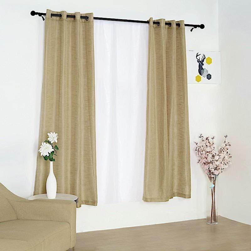 2 Pack 52x84 Inch Faux Linen Curtain Panels with Chrome Grommets - Blackout Window Drapes for Living Room & Bedroom