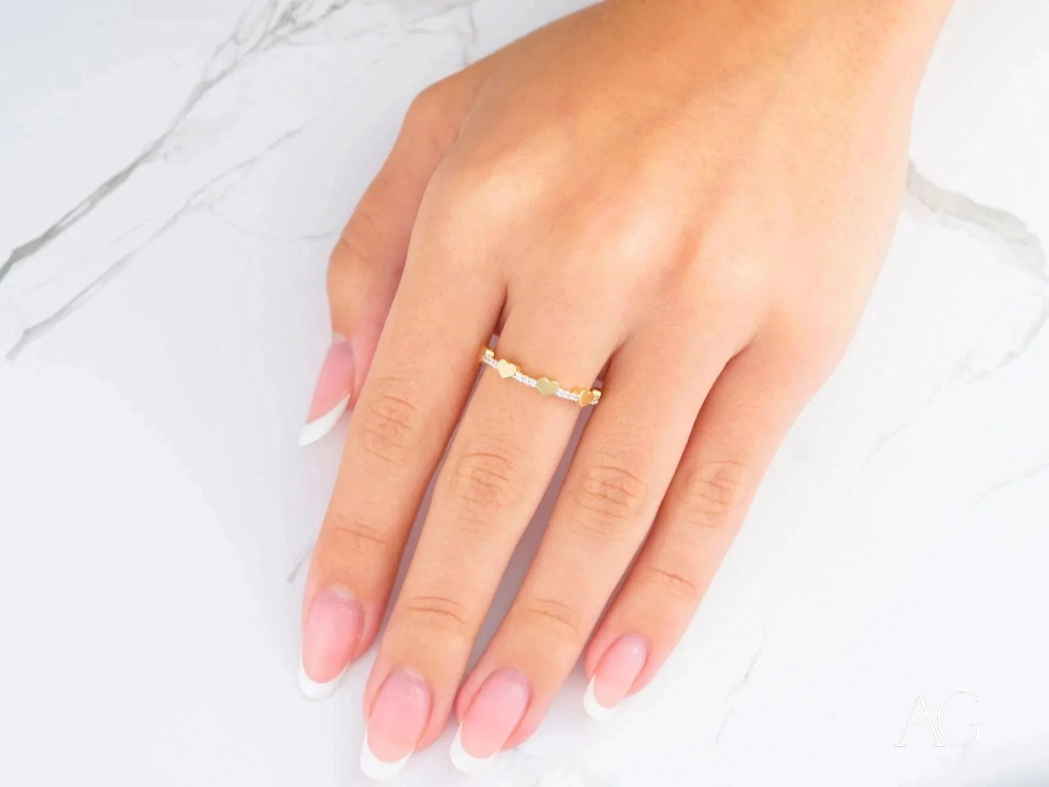 18K Yellow Gold CZ Heart Ring for Women - Elegant Cubic Zirconia Jewelry Gift for Valentine's Day, Anniversary & Romantic Occasions