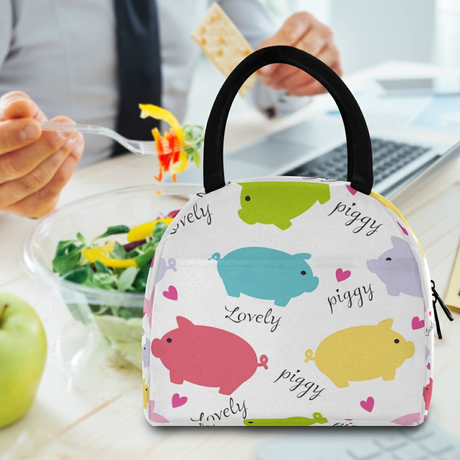 AUUXVA Insulated Lunch Bag for Kids - 15 Can Capacity, Cute Pig Design, Oxford Cloth Material, Zipper Closure | Perfect for School, Picnics & Outdoor Activities (Ages 3+)