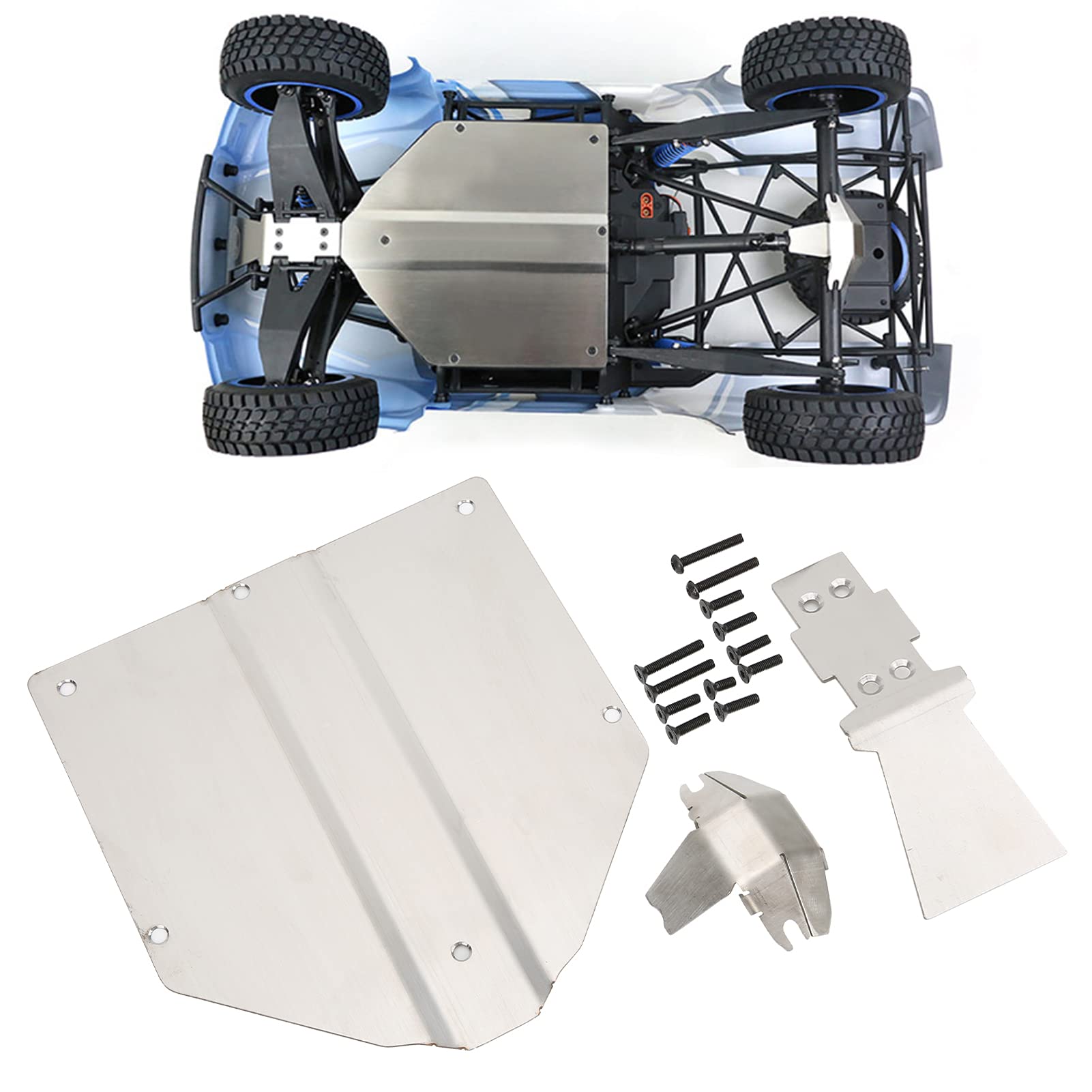 Stainless Steel RC Chassis Armor Guard Plate for 1/10 V2 RC Car - Upgrade & Modification Accessories | Durable Skid Plate for Off-Road Racing & Bashing Protection