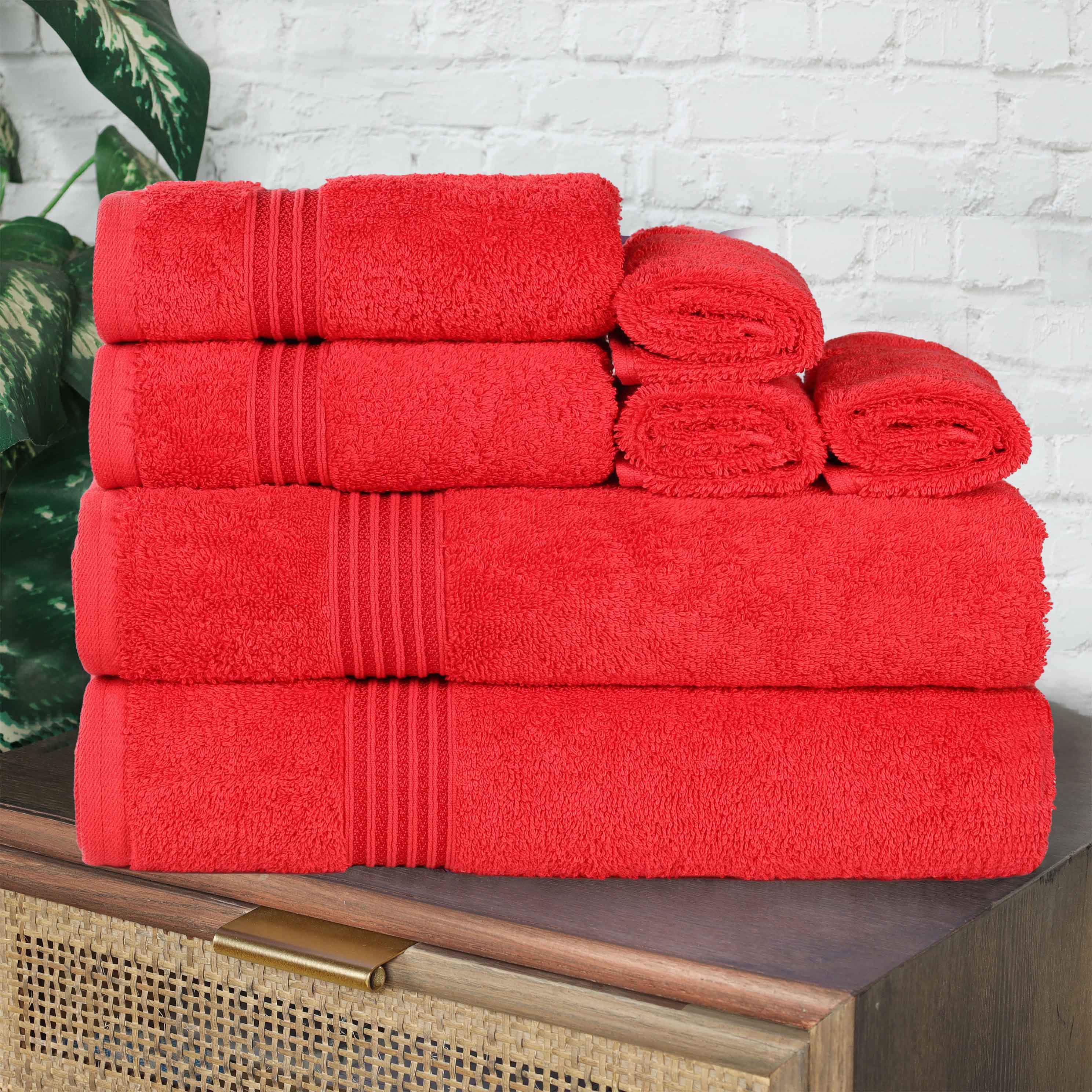 Premium Egyptian Cotton 8-Piece Bath Towel Set - Ultra Soft, Highly Absorbent, Quick-Drying - Perfect for Spa, Bathroom & Beach Use