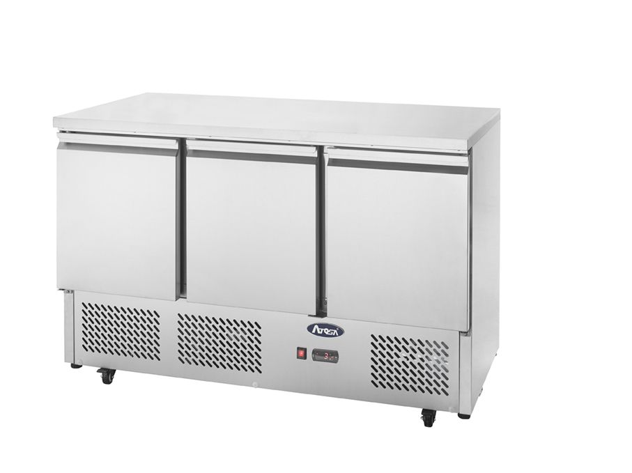 Atosa ESL3851 3-Door Commercial Refrigerator - Energy Efficient Stainless Steel Salad Bar for Restaurants, Cafes & Catering