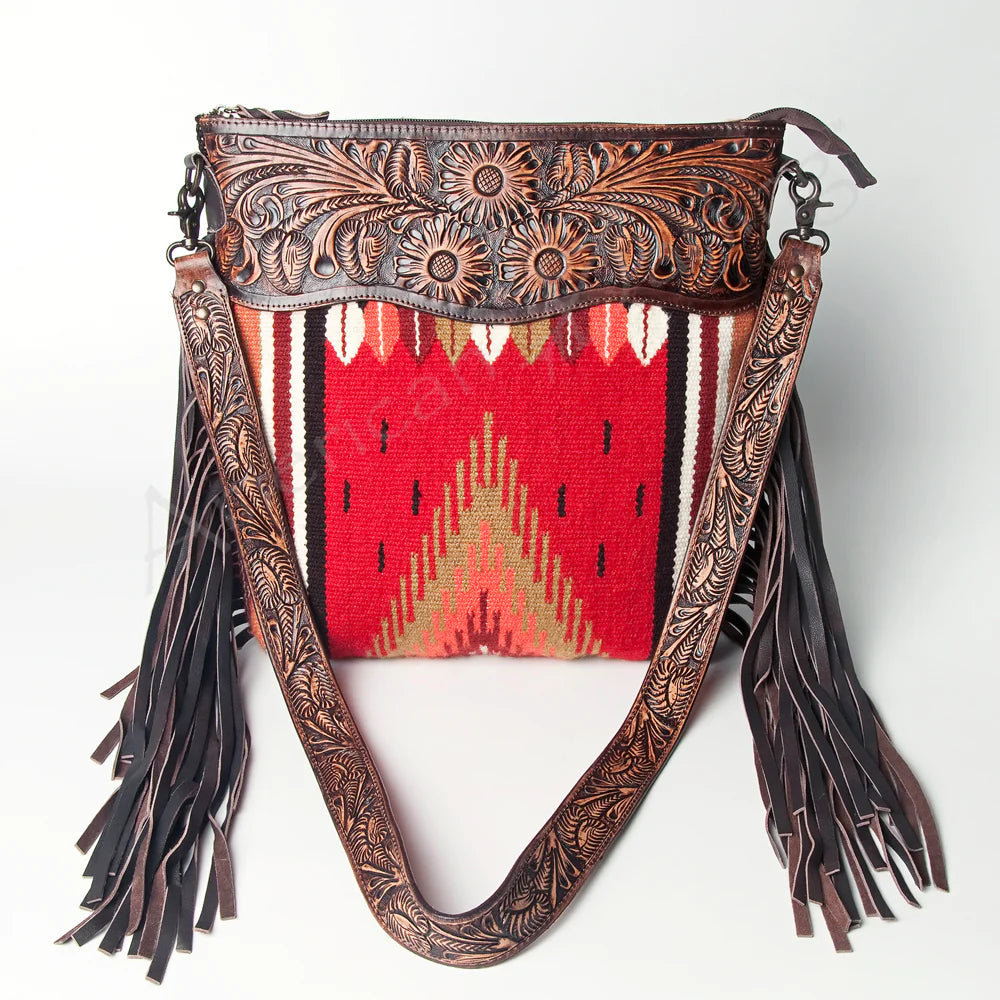 American Darling Conceal Carry Red Blanket Floral Tooled Bag - Stylish & Functional Concealed Carry Purse for Women, Perfect for Everyday Use, Travel & Outdoor Activities