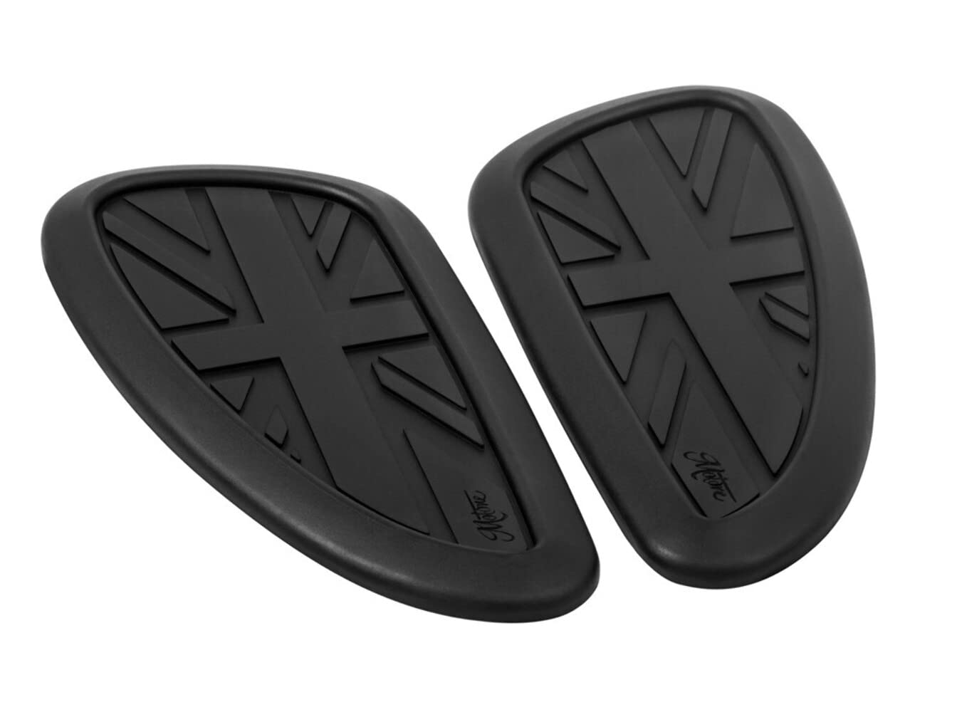 Gas Tank Knee Pads - Union Jack Design - Black - Heavy Duty Motorcycle Riding Protection for Cruisers & Touring Bikes