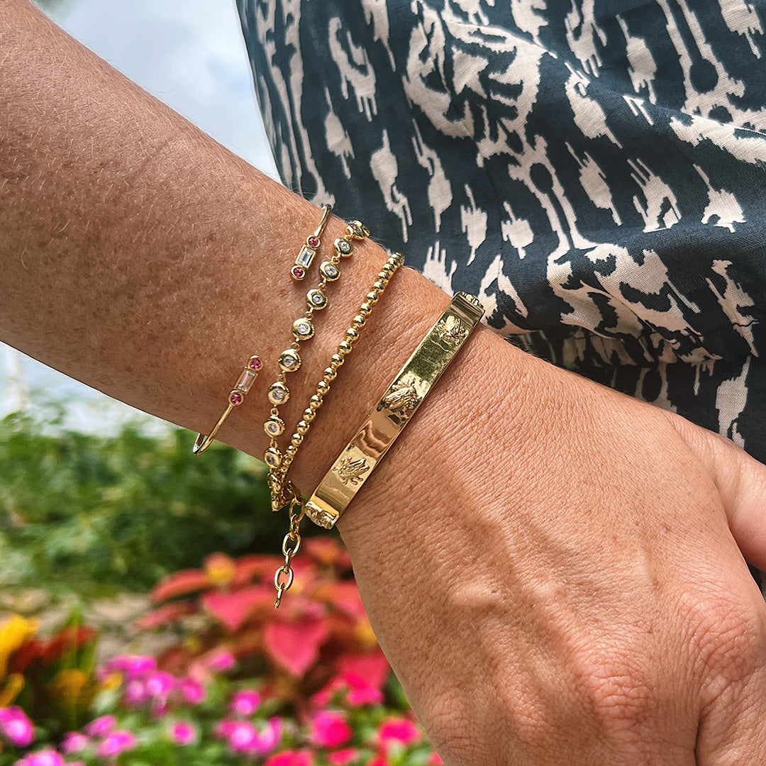Goldbug Collection Bezel Bracelet - Elegant Gold-Plated Adjustable Bangle for Women | Perfect for Parties, Weddings & Everyday Wear