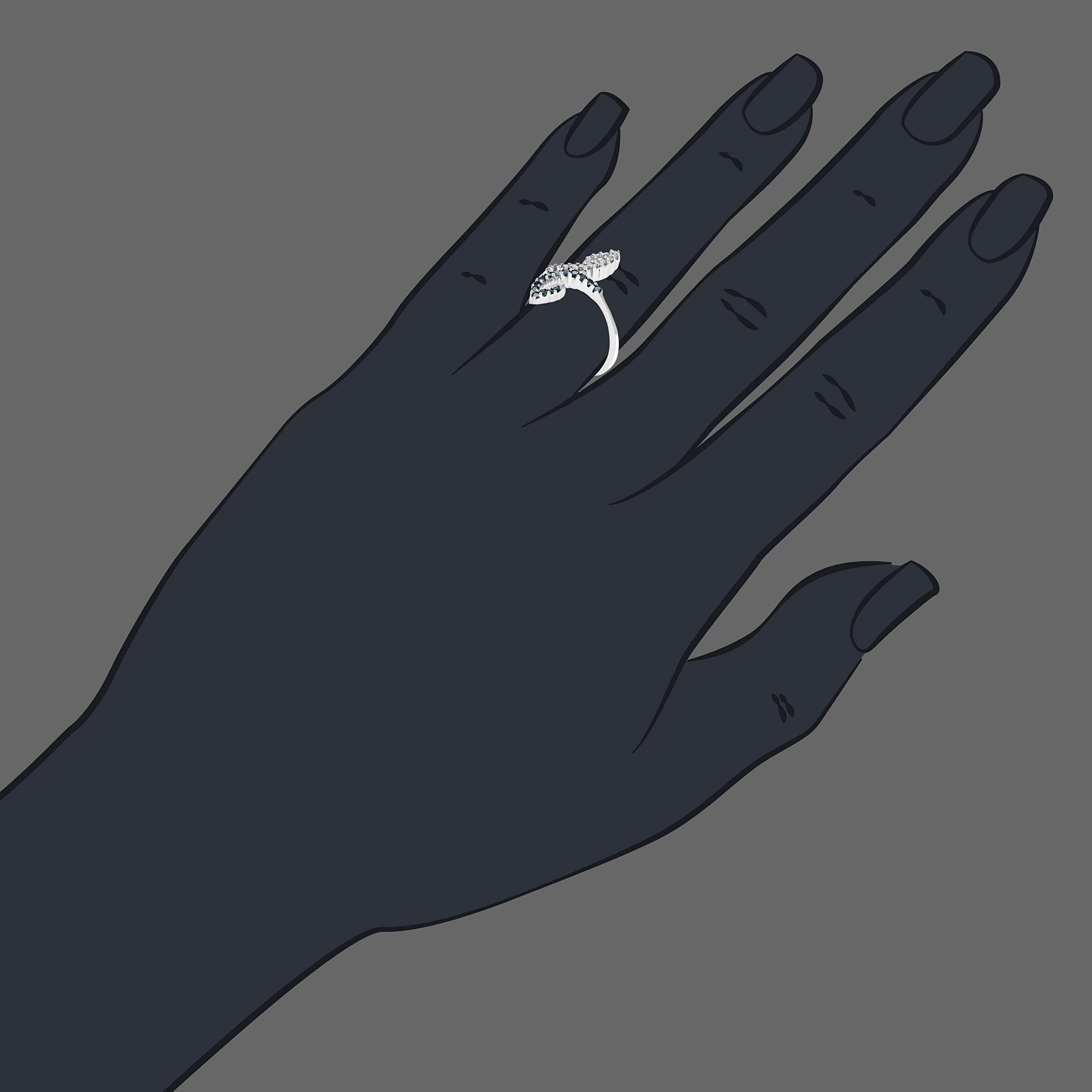 2/5 CTTW Blue Diamond Ring - 10K White Gold Round Cut Size 7 - Perfect for Engagement, Wedding, Anniversary & Special Occasions