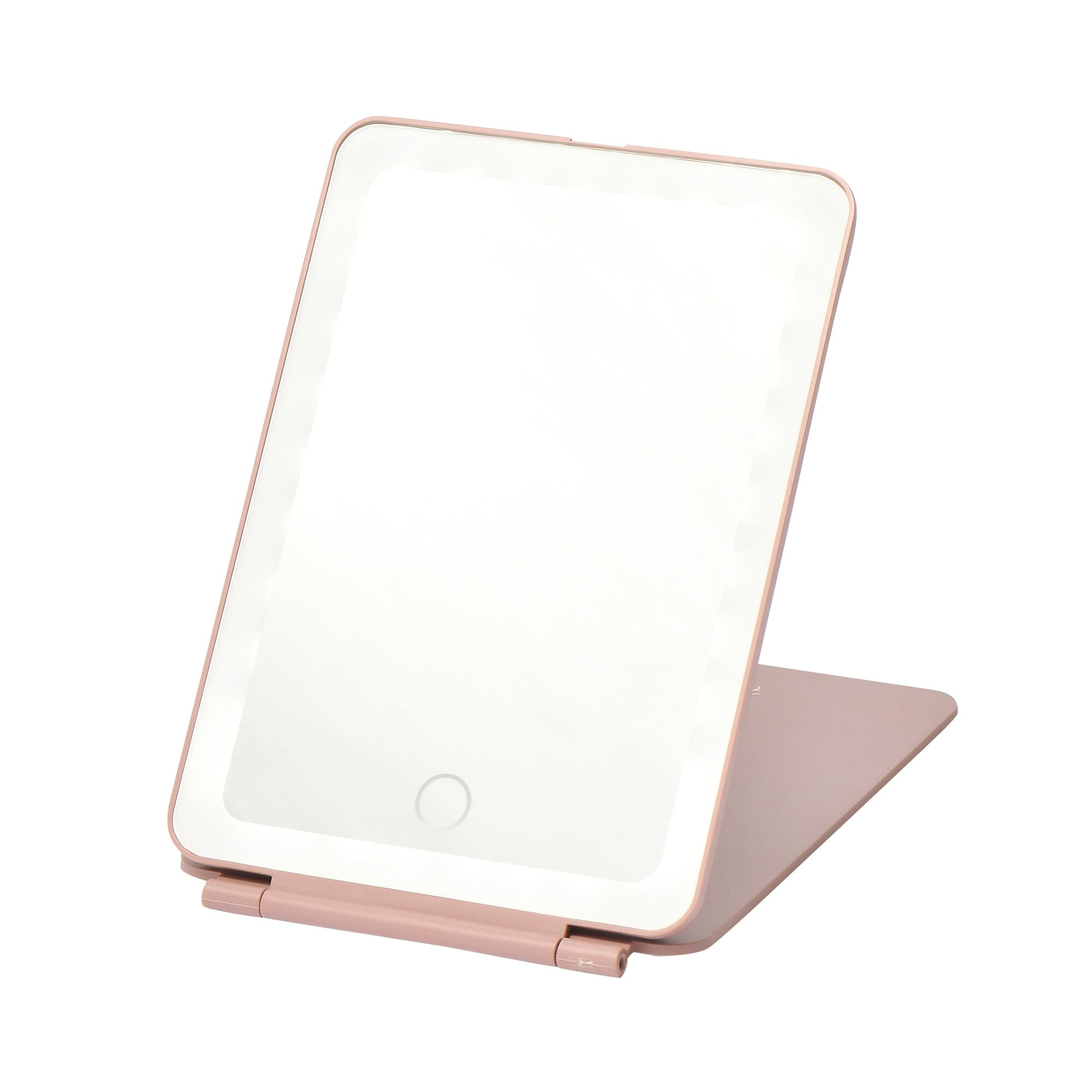 Pink LED Folding Mirror with Lights - Portable Vanity Mirror for Makeup, Travel, and Home Use