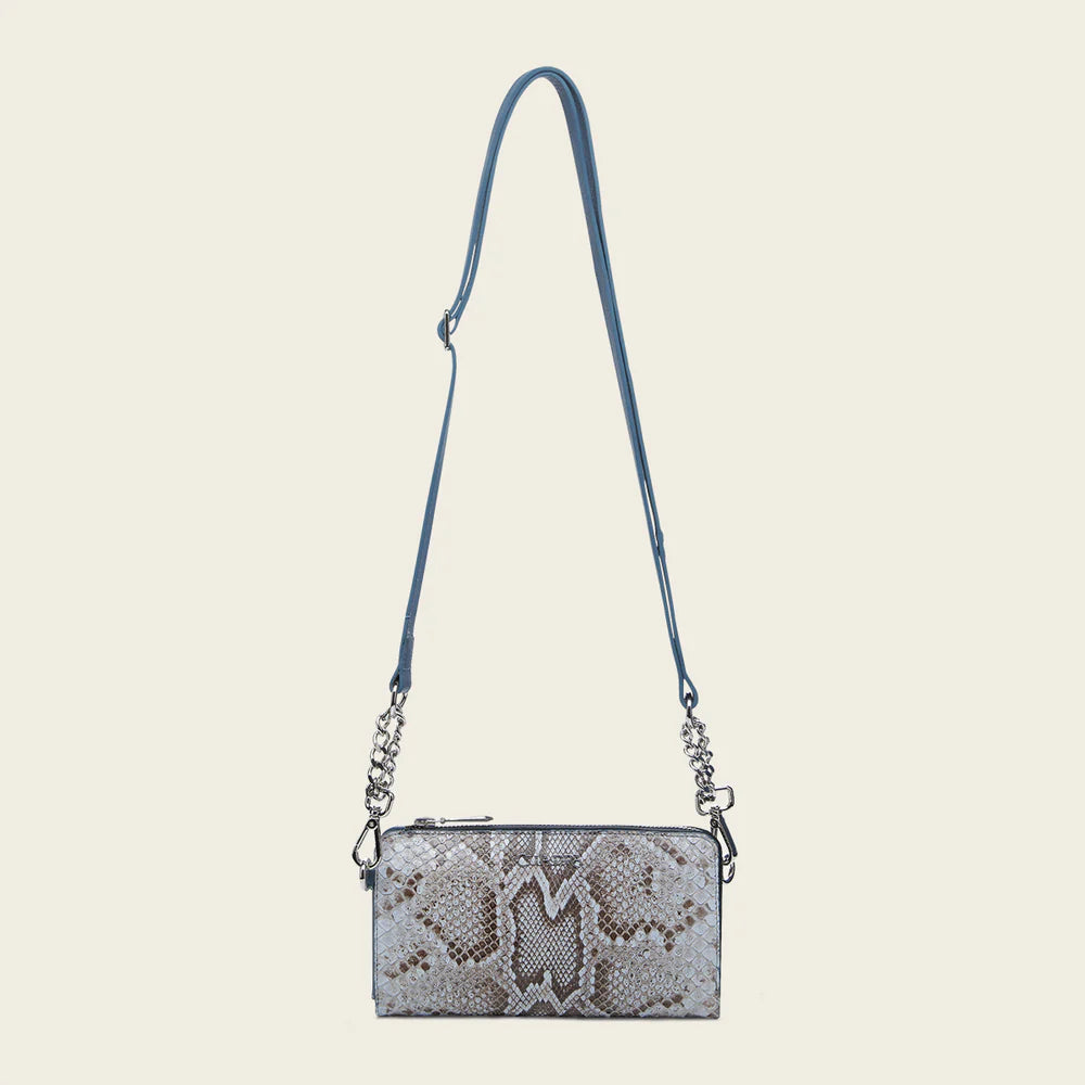 BD229PM Women's Cuadra Blue Casual Fashion Python Wristlet Wallet - Stylish Everyday Clutch for Work, Shopping & Night Out