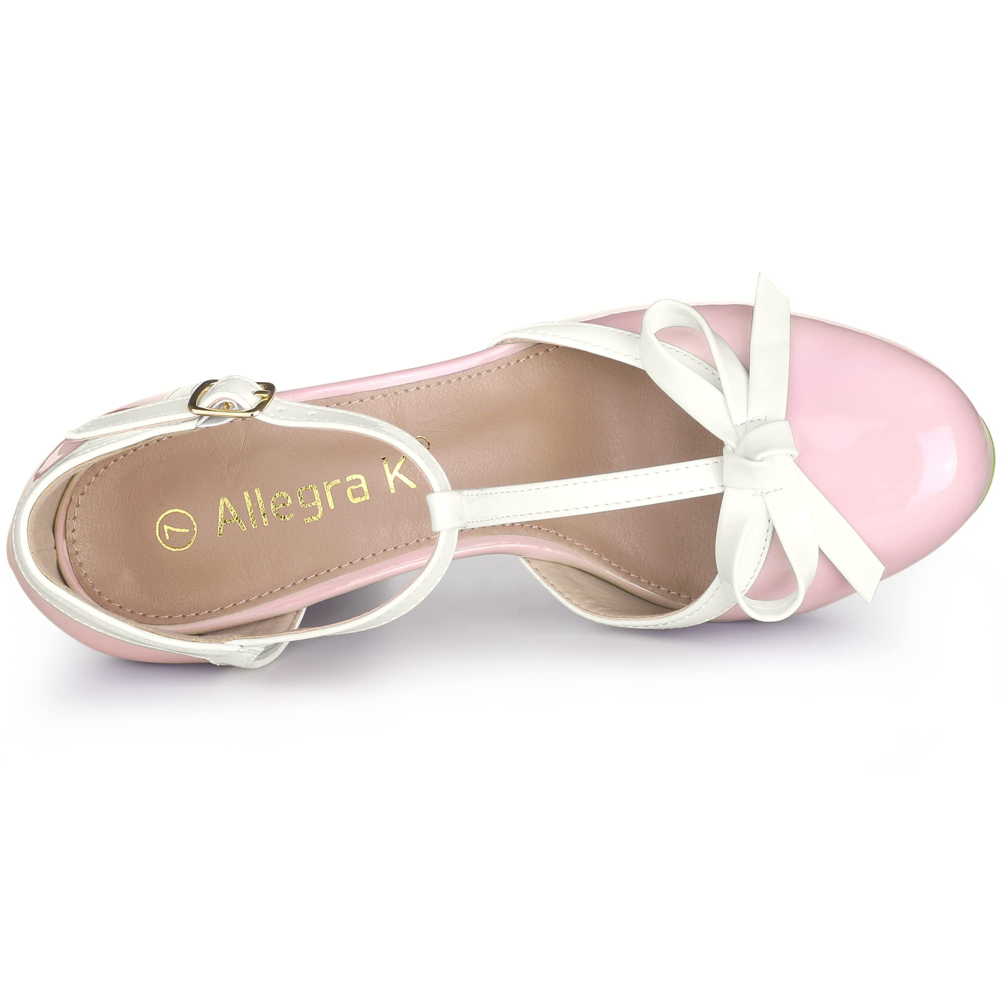 Allegra K Women's Platform Bow T-Strap Chunky Heel Pumps - Elegant Dress Shoes for Parties, Weddings & Office Wear