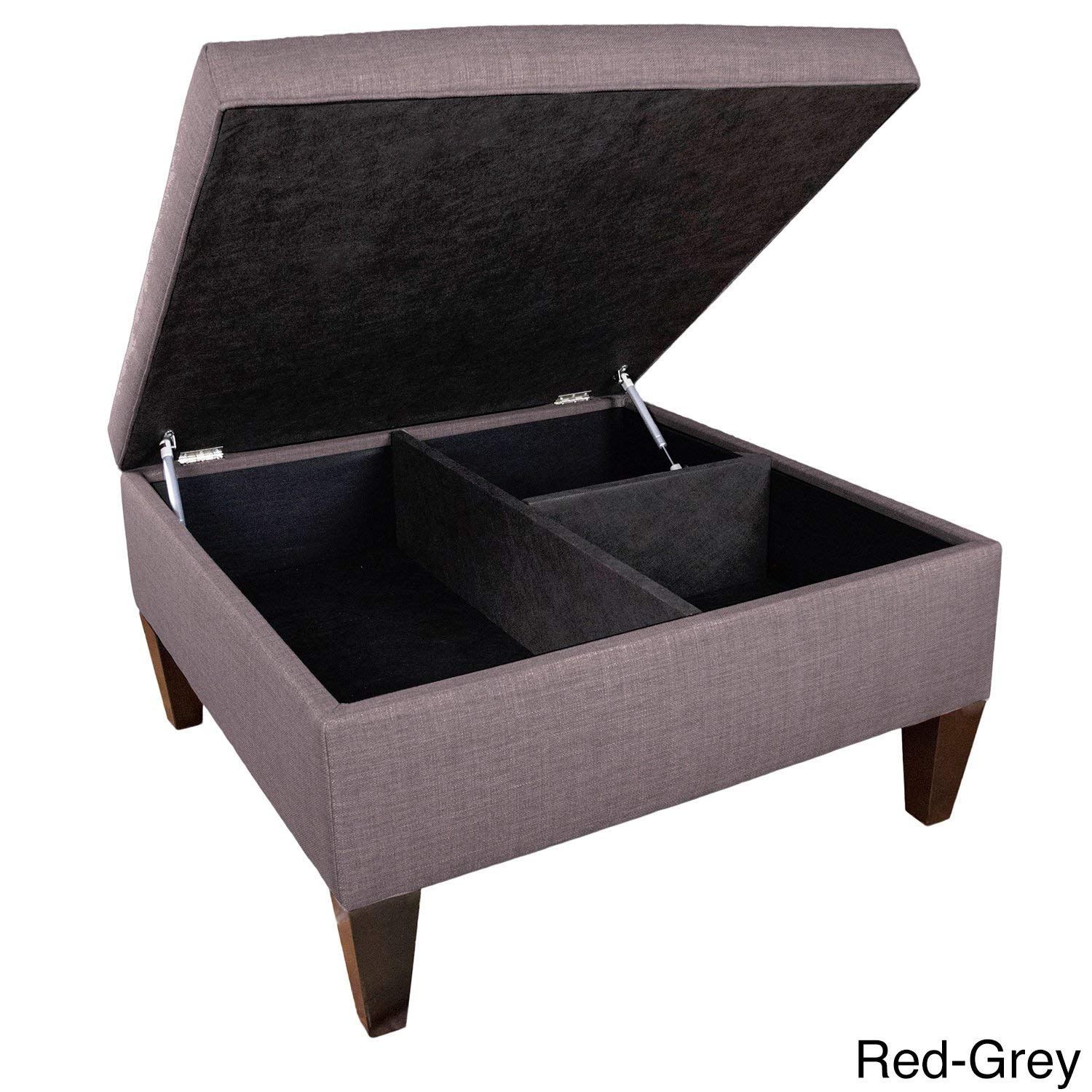 MJL Furniture Manhattan Extra Large Storage Ottoman with 3 Compartments & Lift-Top Lid - Upholstered Coffee Table Bench, Toy Organizer Box for Living Room, Bedroom, Nursery - 34 Inch Gray Multi-Functional Furniture for Home Organization & Extra Seating
