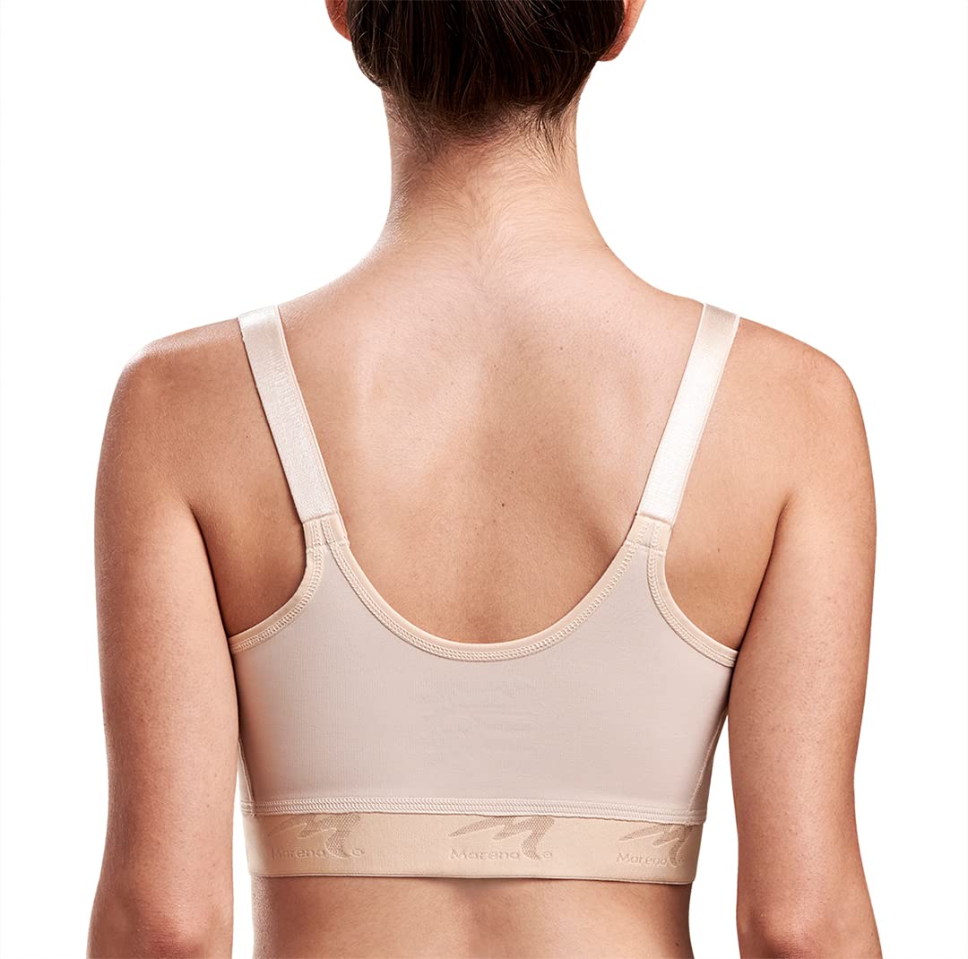 MARENA Caress Low Coverage Pocketed Bra - Post-Surgery Compression Support Mastectomy Bra for Women - Comfortable & Breathable for Daily Wear & Recovery