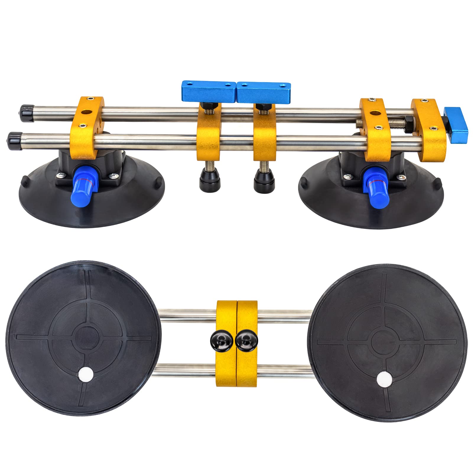 Premium 6-Inch Seamless Seam Setter with Vacuum Suction Cups - 2PCS Countertop Installation Tool for Quartz, Granite, Marble & Tile Gap Leveling - Yellow Professional Stone Seam Joining Kit for Kitchen Countertops & Bathroom Vanities