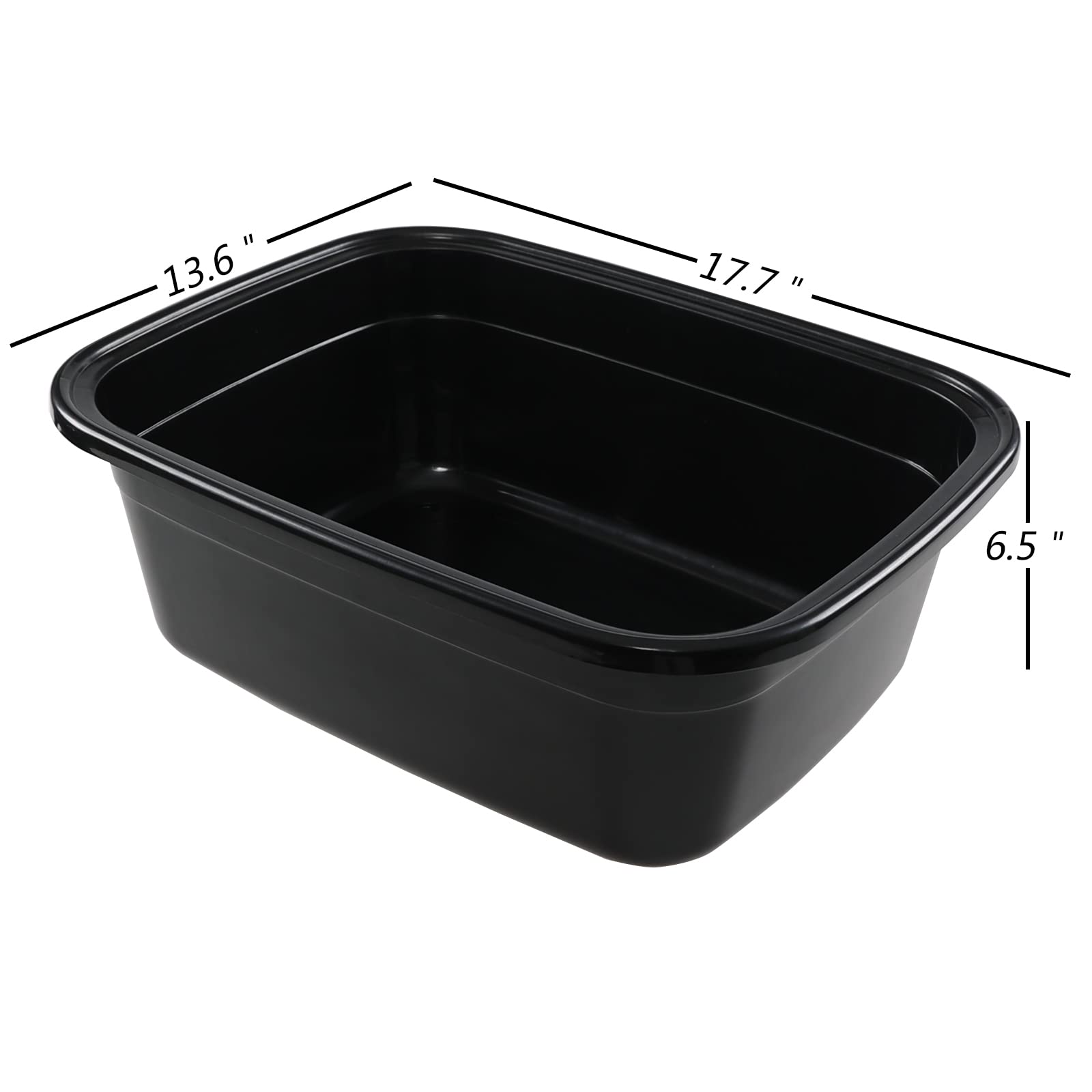 Vababa 3-Pack Black Large Wash Tub, 18 Quart Laundry Basin for Clothes, Dishes & Household Cleaning | Heavy Duty Plastic Utility Tub for Laundry Room, Kitchen & Outdoor Use
