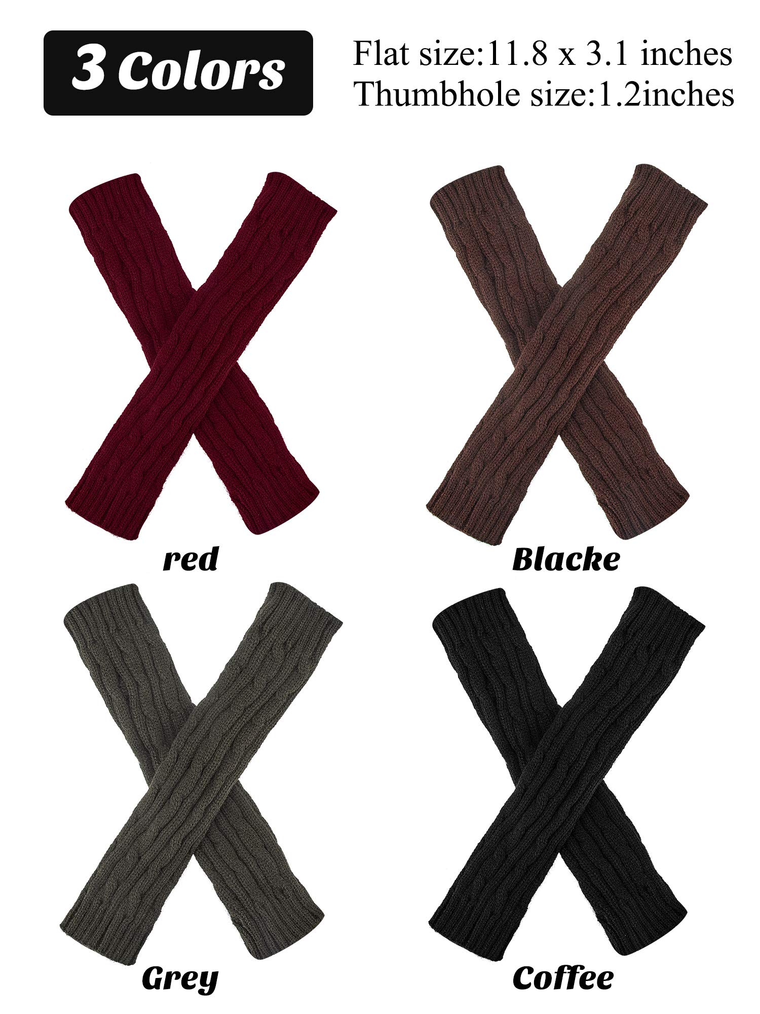 4 Pairs Knitted Arm Warmers Gloves - Winter Long Fingerless Gloves with Thumb Hole for Women & Men - Perfect for Outdoor Activities, Running, Cycling & Cold Weather Fashion