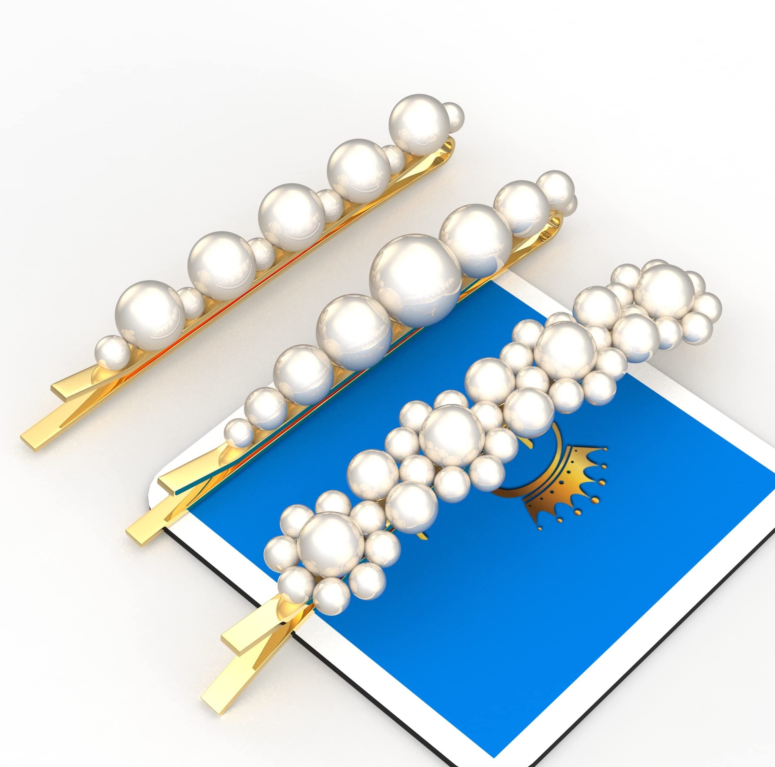 Raafi Pearls Hair Pins for Women & Girls - Elegant Pearl Hair Clips (Pack of 3) - Perfect for Weddings, Parties & Everyday Hairstyles