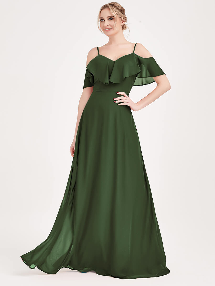 1 of 3 Ways Cap Sleeve Olive Chiffon Convertible Bridesmaid Dress - Elegant Wedding Party Attire for Bridesmaids, Formal Events & Special Occasions