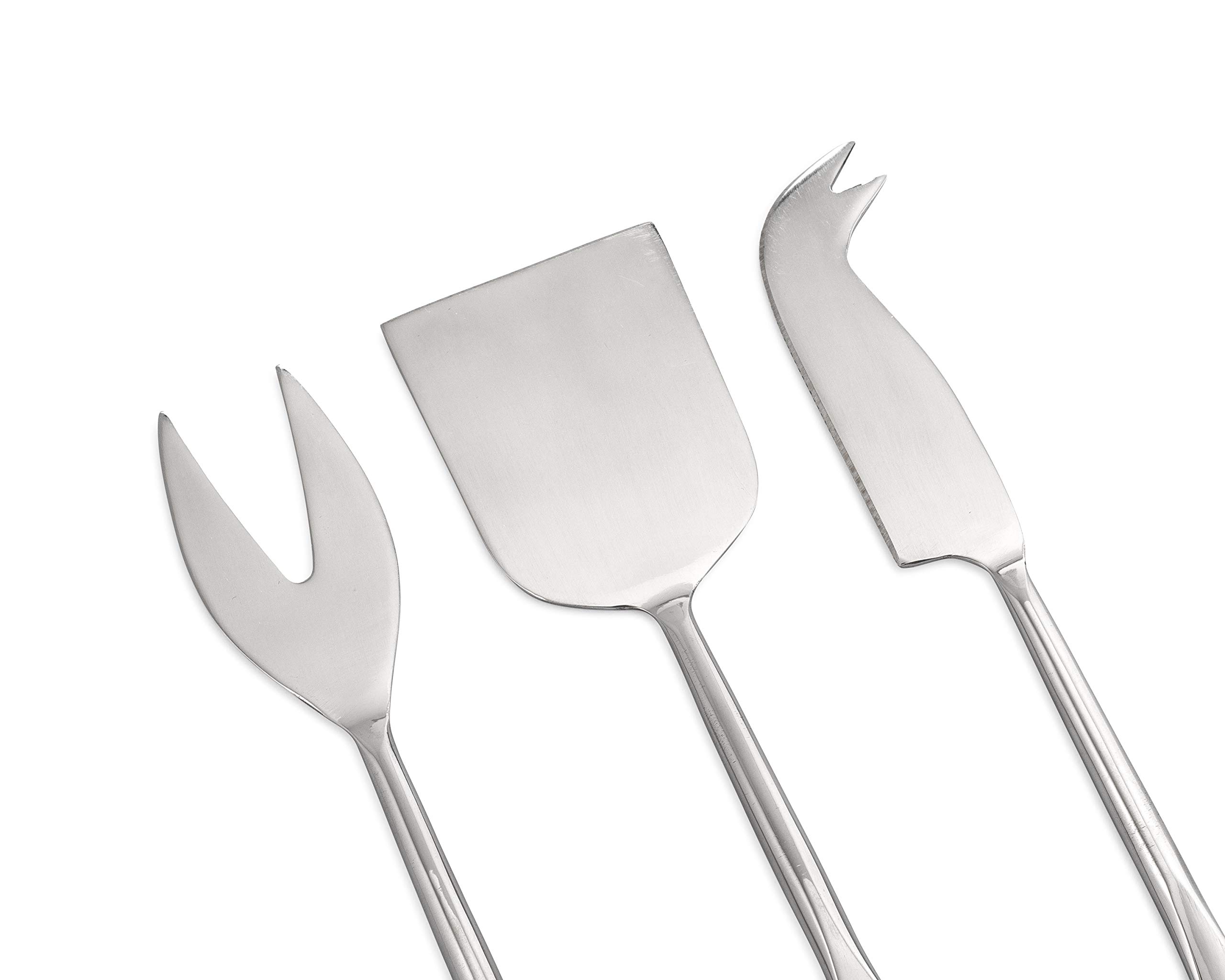 Premium Old Dutch International Cheese Knife Set - 3-Piece Stainless Steel Cheese Slicers & Spreaders - Perfect for Charcuterie Boards, Wine Pairings & Gourmet Entertaining