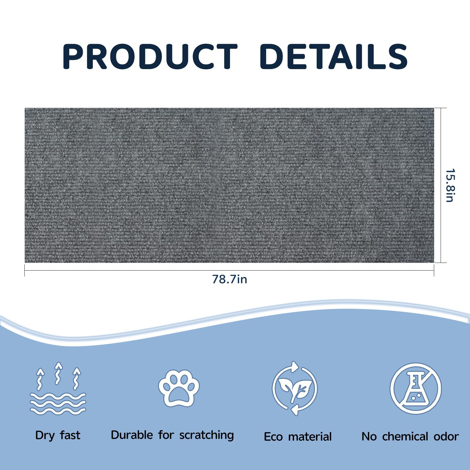 78.7x15.8 Inch Self-Adhesive Cat Scratching Mat - Replacement for Cat Tree Post & Wall Shelves, Furniture Protector for Couch & Sofa - DIY Climbing Scratcher for Kittens & Adult Cats - Perfect for Living Room, Bedroom & Home Decor