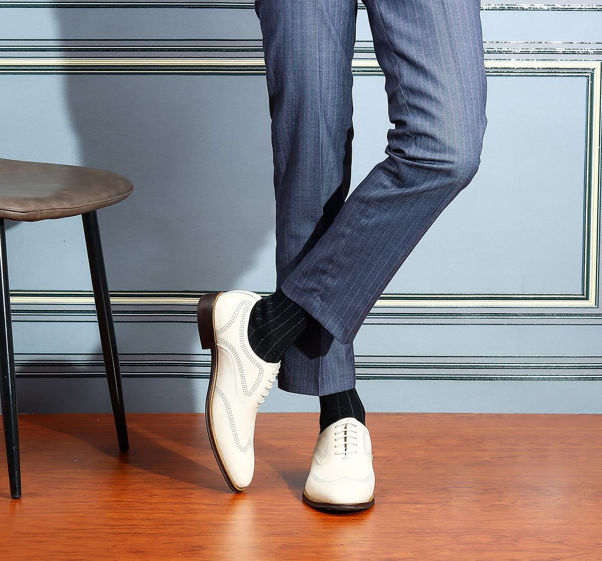 Men's Formal Dress Shoes - Business Oxford Lace Up Shoes in Ivory White for Office, Wedding & Special Occasions