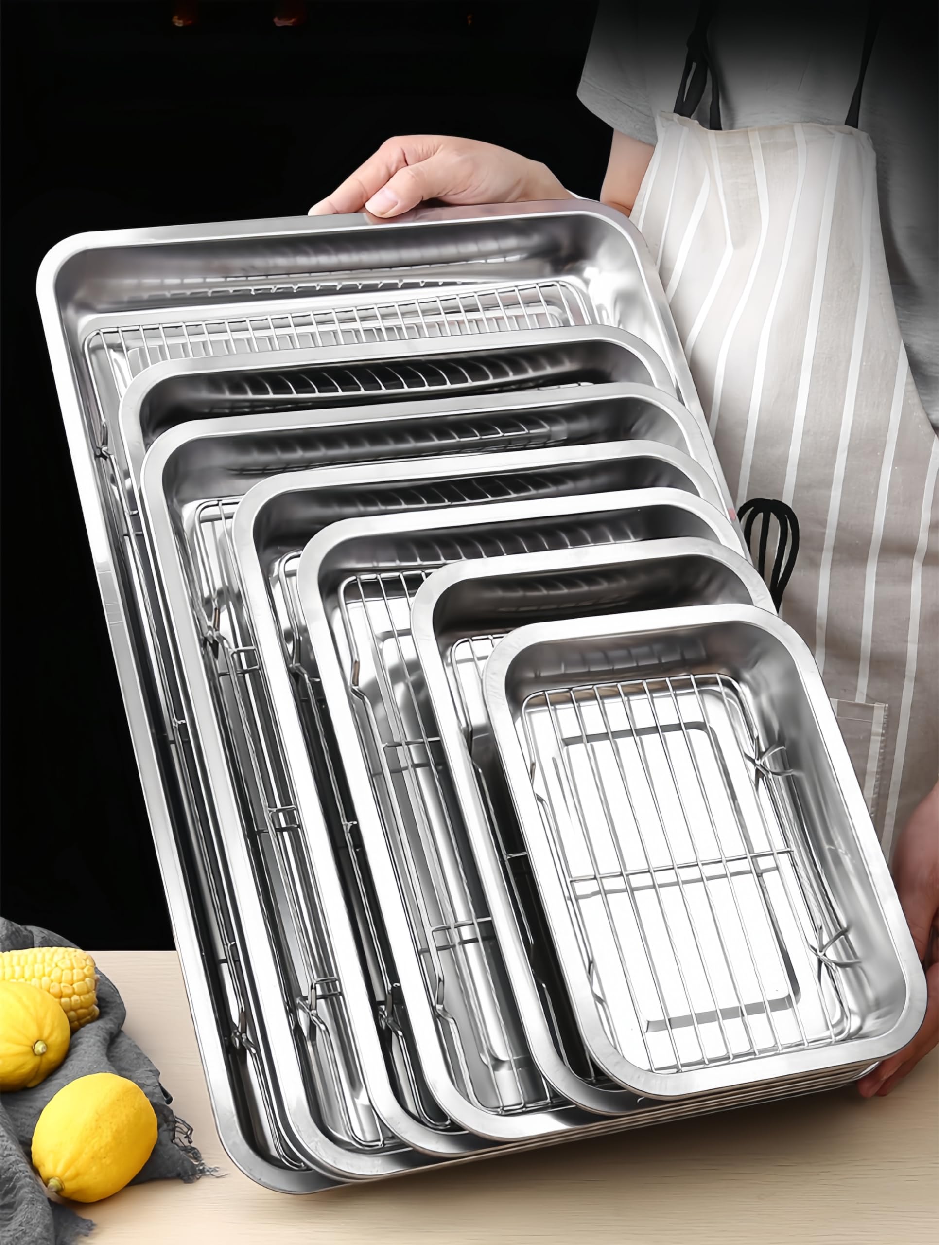 Premium Heavy Duty Stainless Steel Roasting Pan for Turkey, Chicken & Meat - 23.4