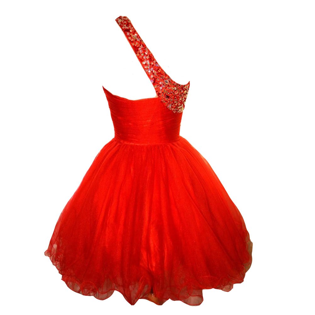 Kivary® Women's One Shoulder Beaded Crystal Tulle Prom Dress - Elegant Homecoming Party Gown for Evening Formal Events & Special Occasions