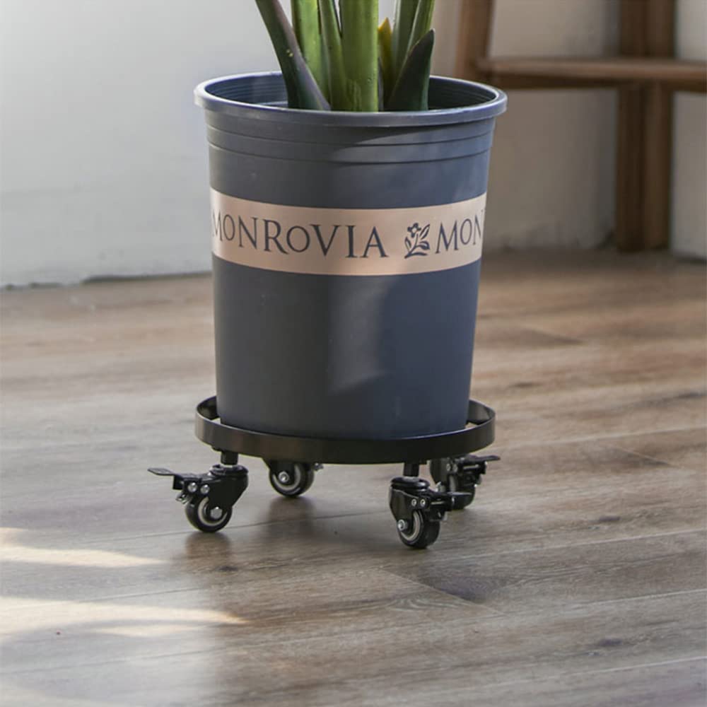 **Heavy Duty Round Flower Pot Base Tray with Pulley Bracket - 27cm Diameter, Large Load-Bearing Plant Saucer for Balcony, Indoor & Outdoor Use - Perfect for Easy Moving & Drainage**    *(Use Case: Ideal for balconies, gardens, patios, or indoor plant arrangements to protect floors and simplify plant movement.)*