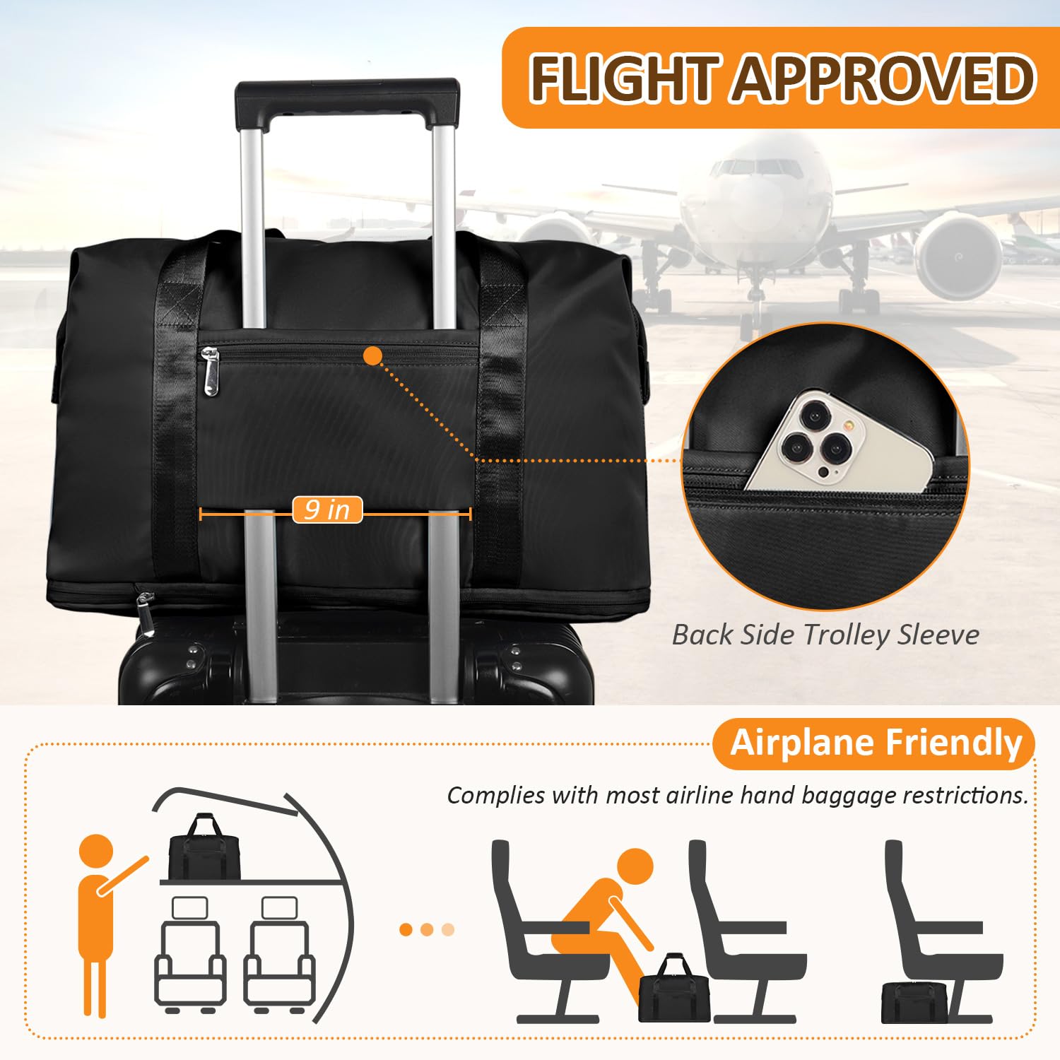 Expandable Travel Duffle Bag - Waterproof Weekender Overnight Bag for Women & Men, Perfect for Hospital, Labor Delivery, Gym & Weekend Getaways with Free Toiletry Bag