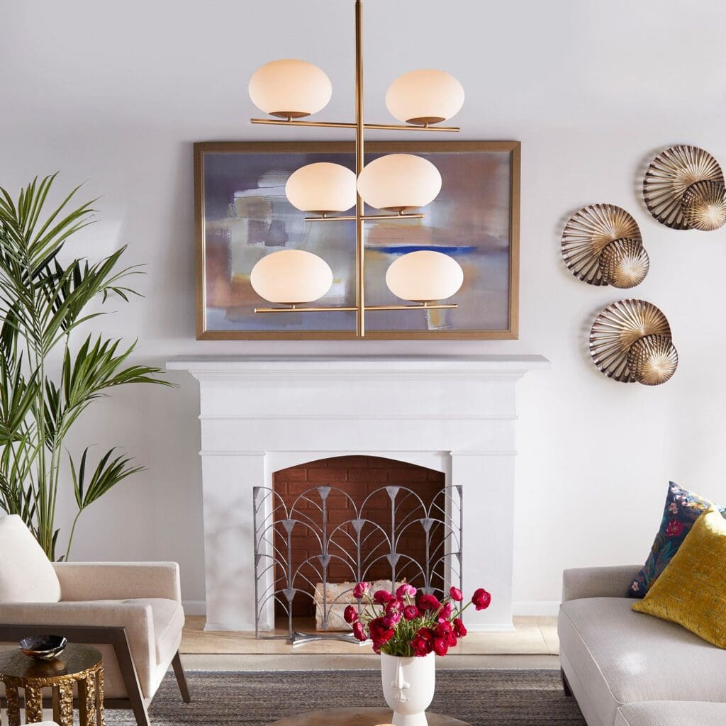 Cyan Design 11272 Pod Chandelier - Aged Brass Finish, Large Size Modern Ceiling Light Fixture for Dining Room, Living Room & Bedroom Lighting