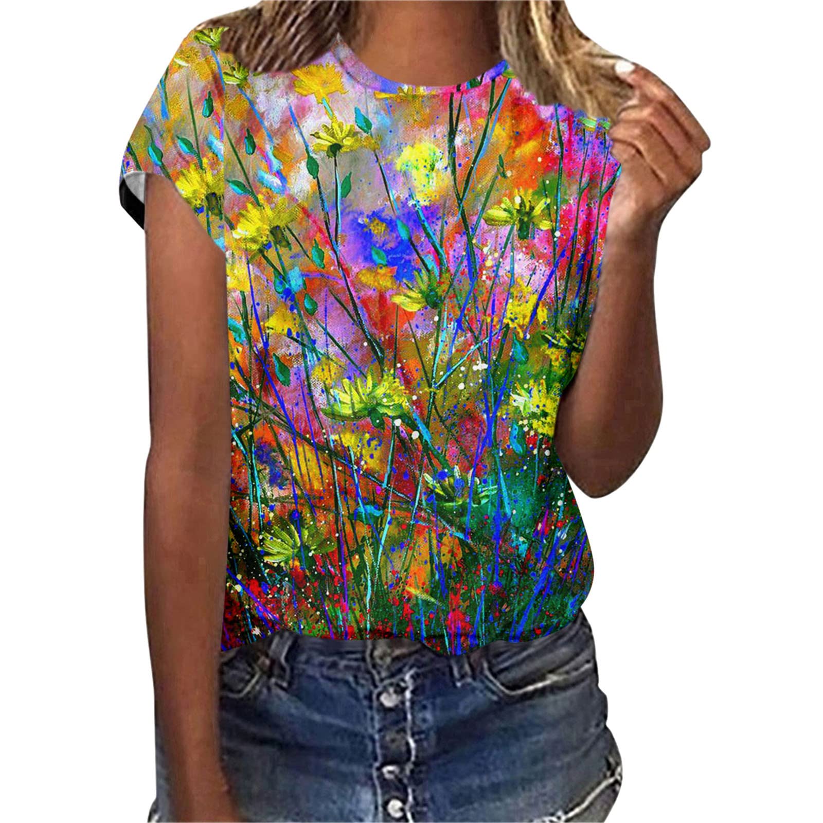 2024 Women's Summer Tops - Casual Short Sleeve Crewneck Shirts | Plus Size Funny Graphic Tees for Beach, Vacation & Everyday Wear