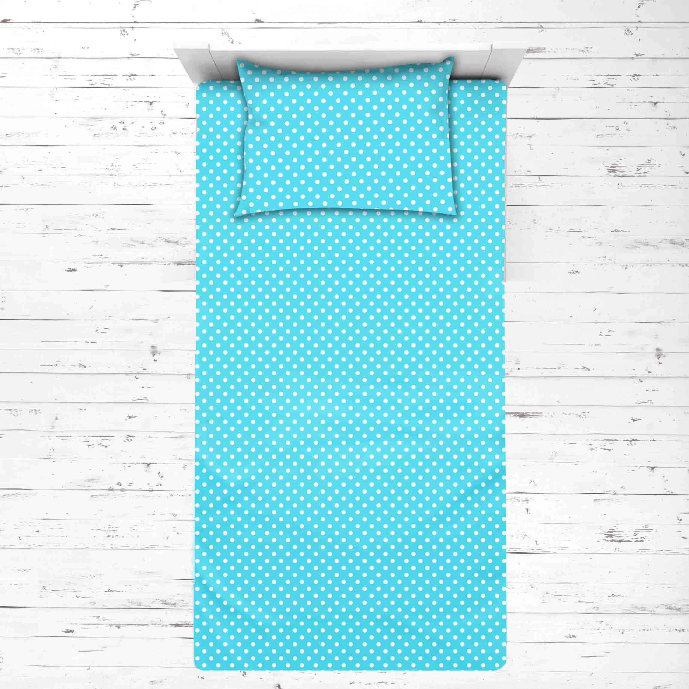 Bacati 100% Cotton Pin Dots Toddler Bed Sheet Set - 3 Piece Soft Breathable Crib Sheets for Baby Boys & Girls, Turquoise - Perfect for Nursery, Daycare & Travel