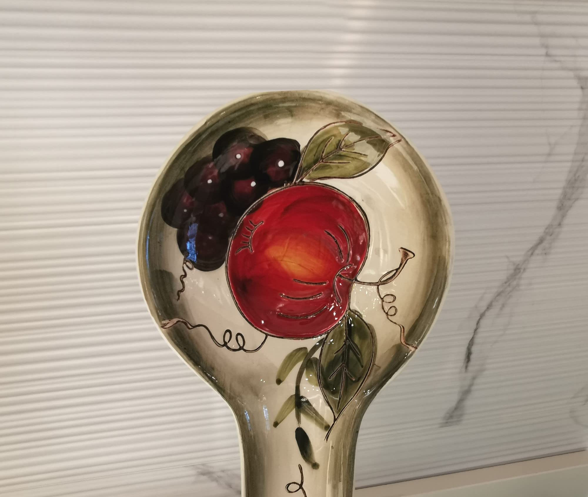 Vibrant Ceramic Spoon Rest for Countertop - Modern Farmhouse Kitchen Decor with Fruit Design | Perfect for Cooking, Serving, and Display in Kitchen, Dining Room, or as Housewarming Gift