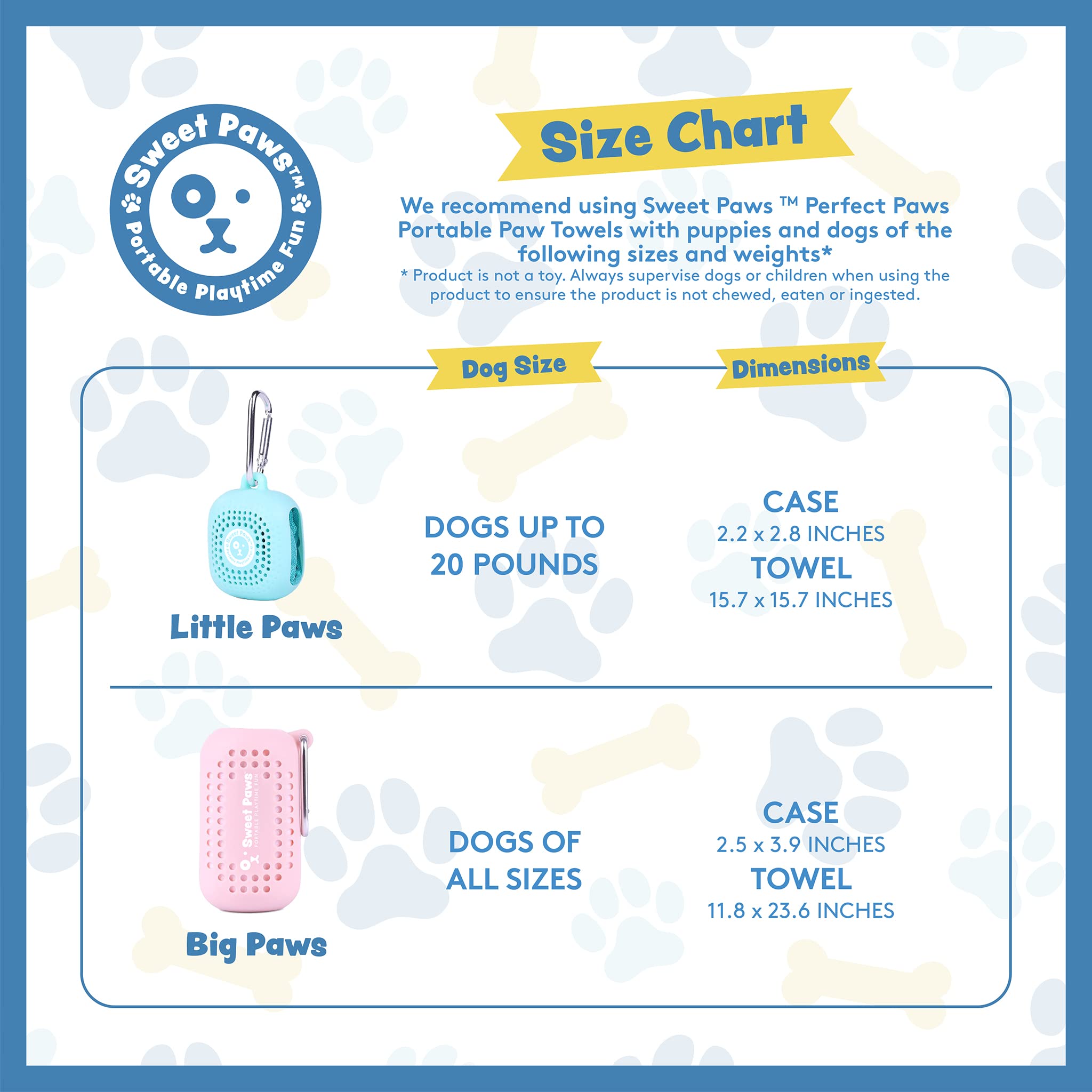 Sweet Paws Portable Dog Paw Towel - Lightweight Super Absorbent Microfiber Dog Paw Cleaner with Leash Clip & Silicone Case - Quick Drying Dog Towel for Wet & Dirty Paws - 3-Piece Large Set for On-the-Go Pet Care - Perfect for Walks, Hikes & Outdoor Adventures