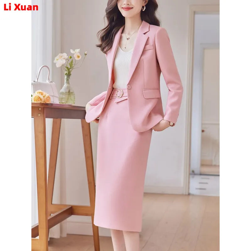 Elegant Autumn Formal Blazer & Skirt Set for Women | Korean Style Business Office Suit | 2-Piece Work Jacket Outfit | 2024 Winter Collection | Perfect for Business Meetings, Office Wear & Professional Events