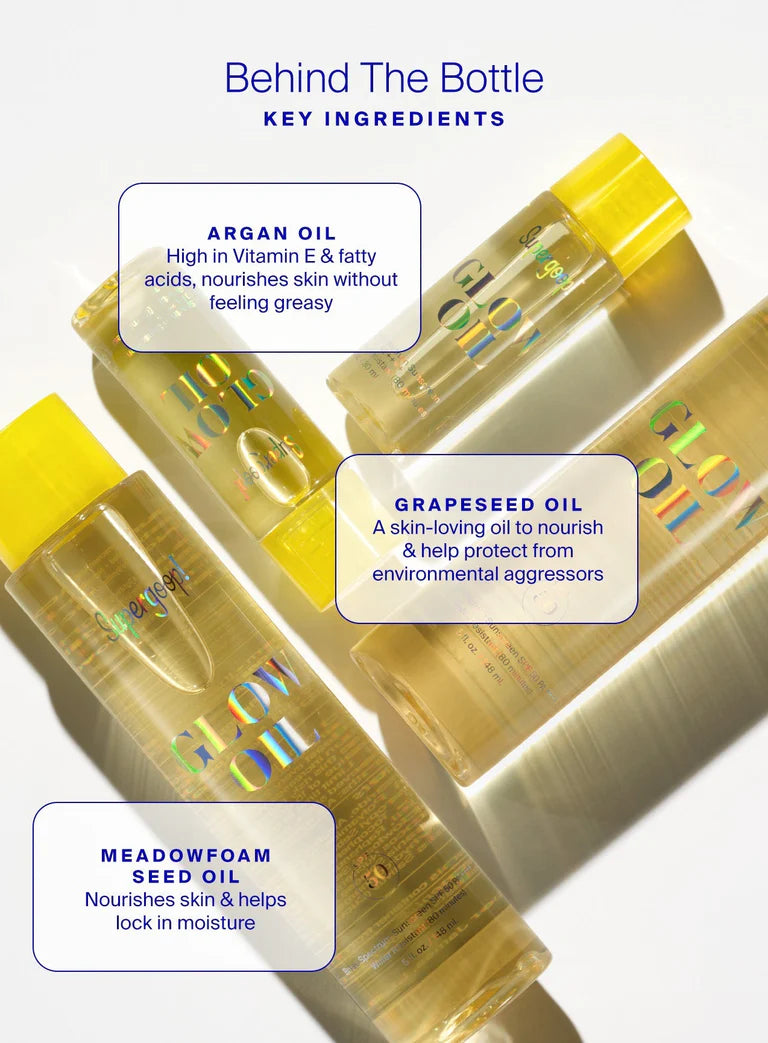 Glow Oil SPF 50 - Broad Spectrum Sunscreen with Hydrating & Radiant Finish | Perfect for Beach Days, Poolside Relaxation & Summer Outdoor Activities