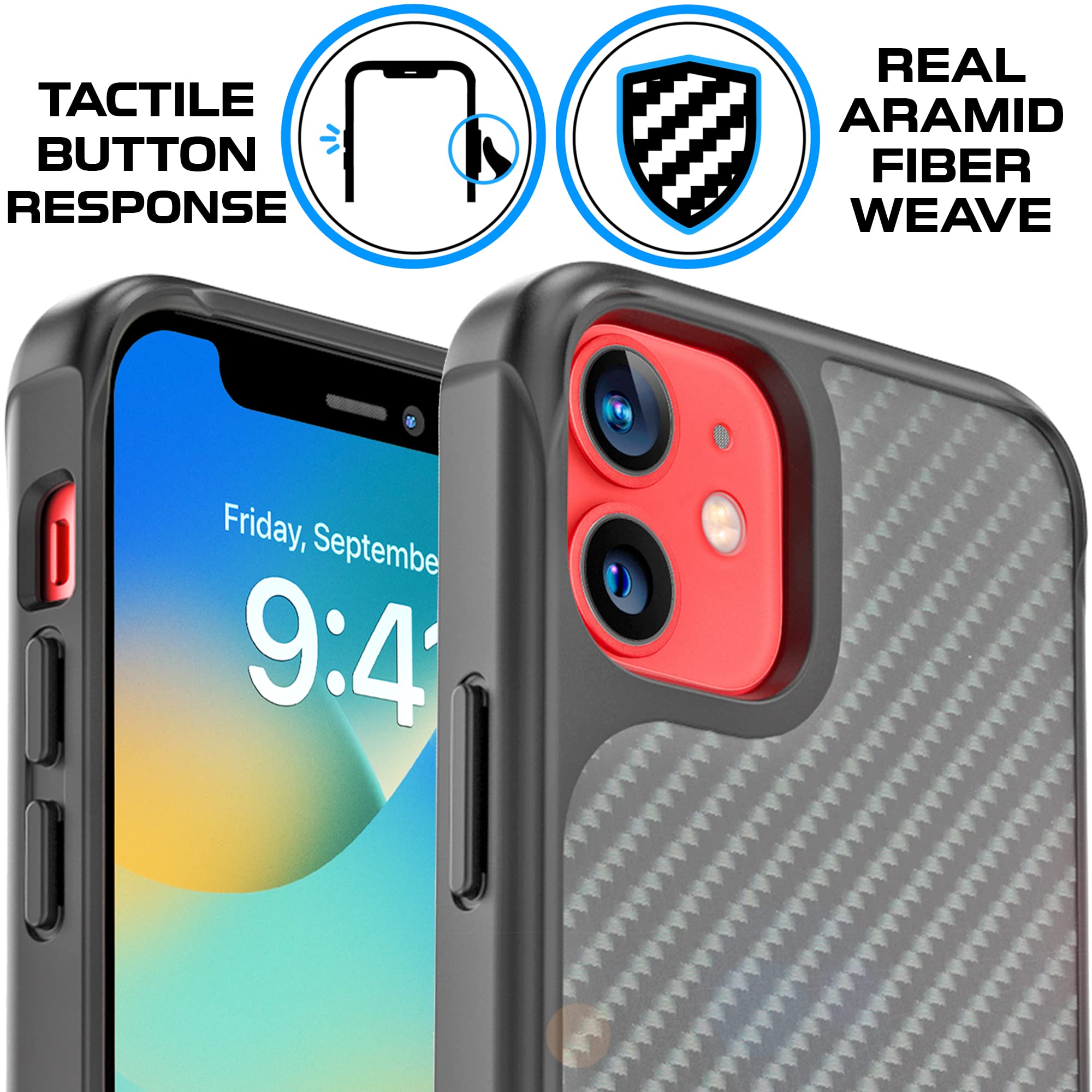 Premium Aramid Fiber Phone REBEL iPhone 12 Mini Case [Rebel Series Gen-2] - MagSafe Compatible, Shockproof Corners, Slim Grip Cover for 5.4