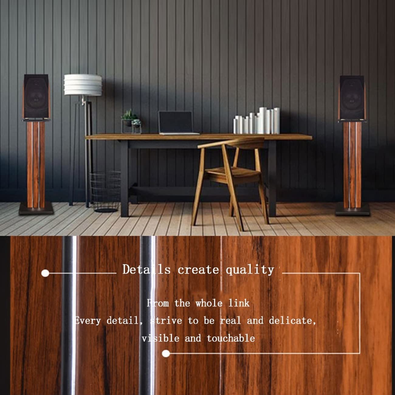 Premium Wooden Bookshelf Speaker Stand - Sturdy Audio Shelf for Living Room, Studio & Home Theater (23x30x60cm, Brown) - Perfect for Surround Sound Systems, Vinyl Records & Hi-Fi Speakers