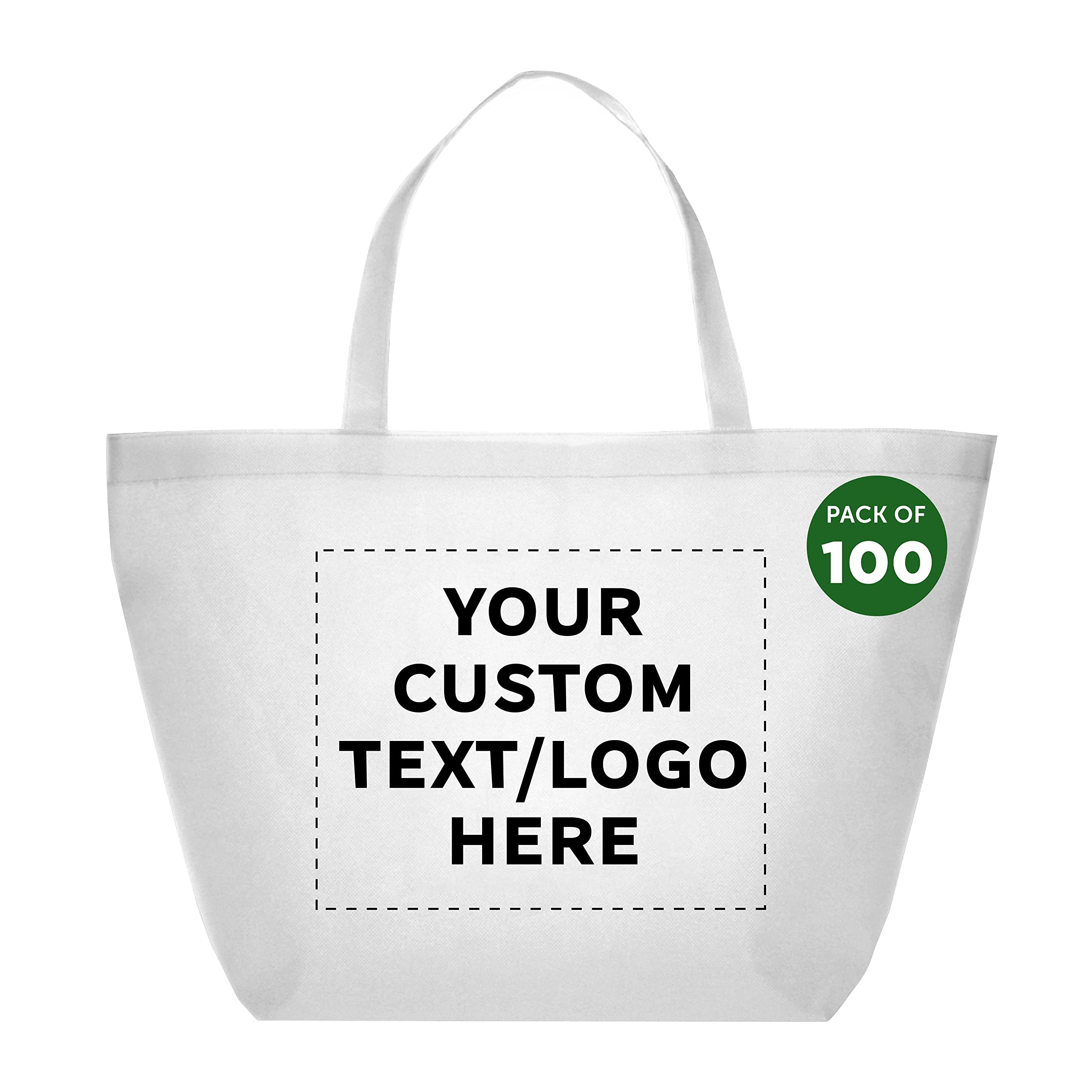 Custom Southern Style Grocery Tote Bags - Bulk Pack of 100 Personalized Reusable Shopping Bags - Eco-Friendly Cotton Totes for Groceries, Travel & Business Promotions - White 20